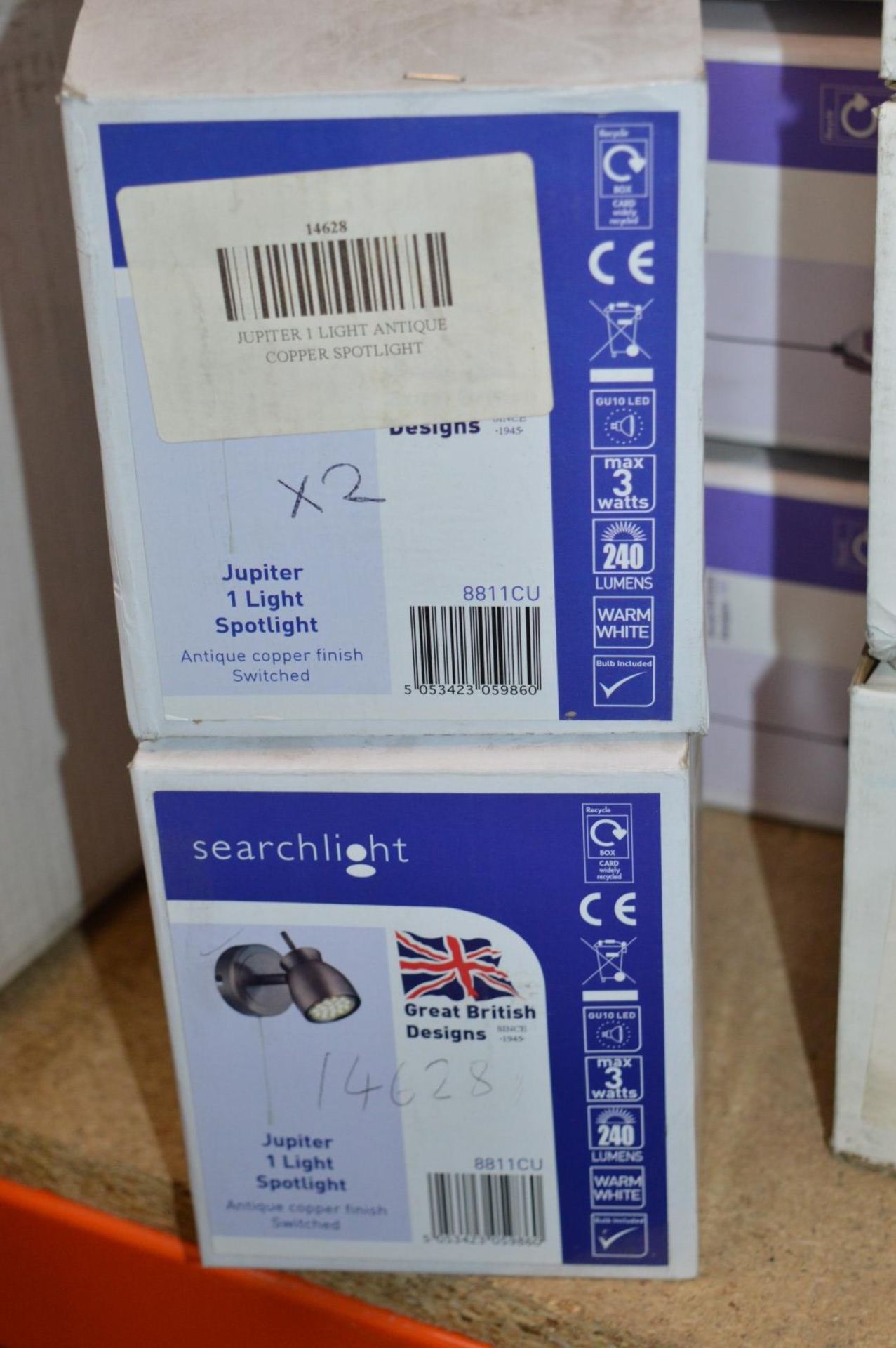 2 x Searchlight Jupiter 1 Light Spotlights - Product Code 8811CU - New Boxed Stock - CL323 - REF: H5