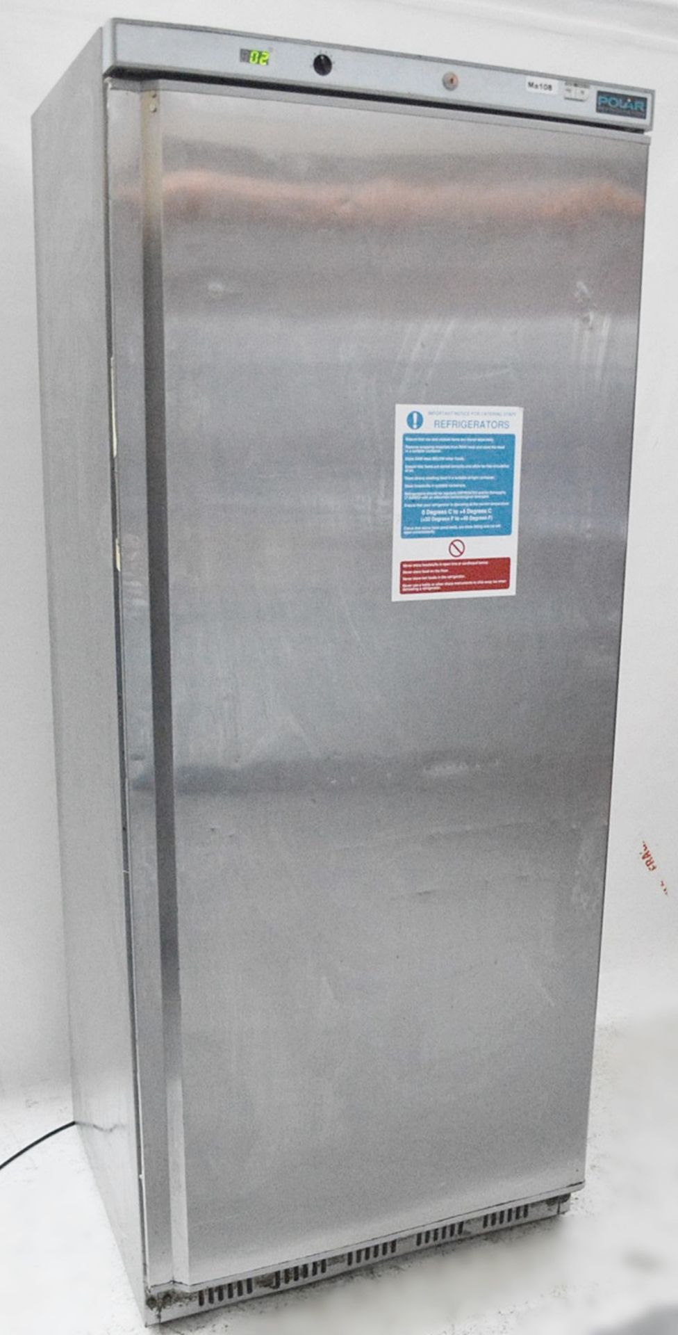 1 x Polar CD084 600 Ltr Single Door Upright Fridge - Recently Removed From A Commercial Kitchen