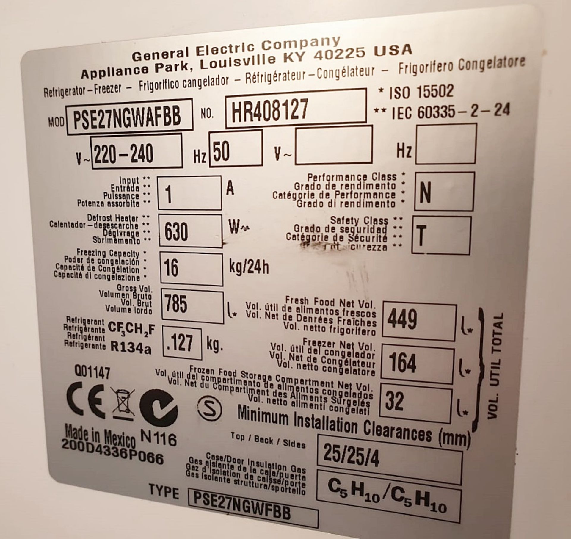 1 x General Electric PROFILE 2-Door Side-By-Side Fridge Freezer With Smartwater Plus **NO VAT** - Image 6 of 7