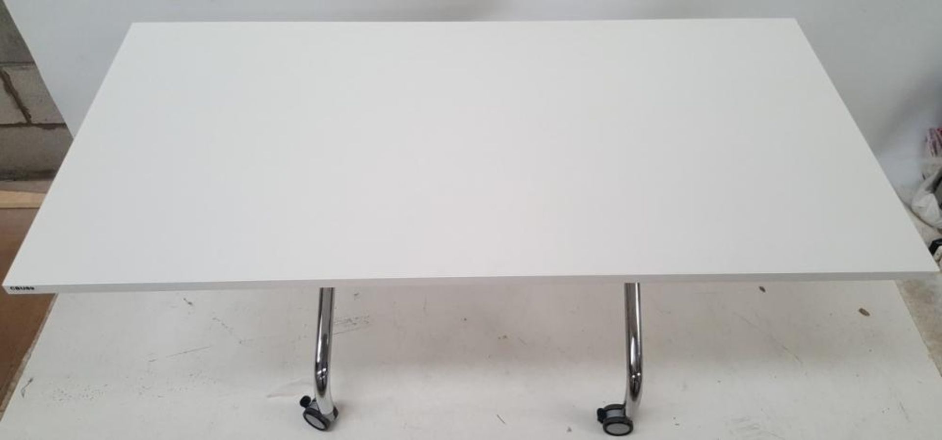 1 x Large Premium Office Table With Folding Top - Colour: Brilliant White With Chrome Legs - Dimensi - Image 3 of 4