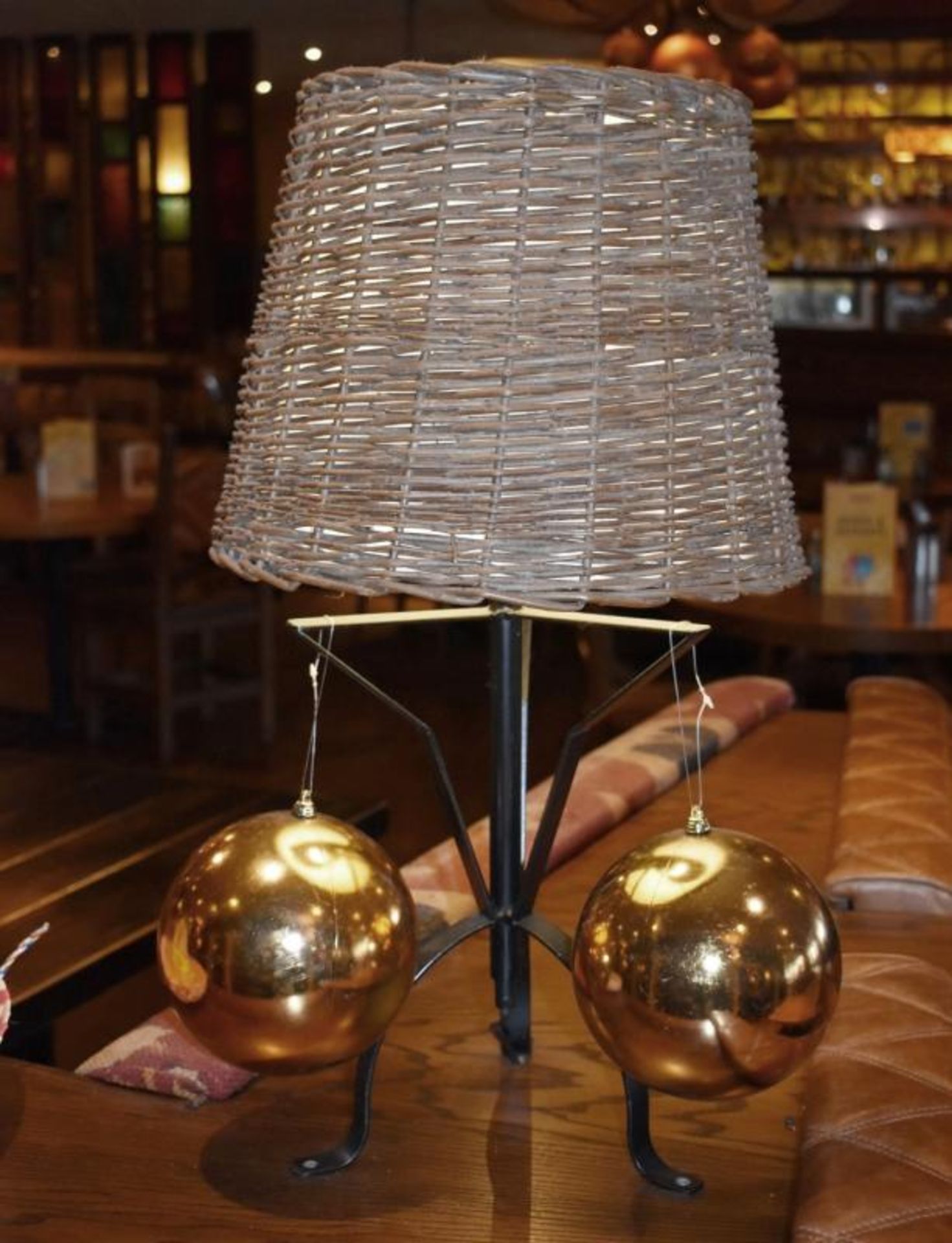 2 x Table Lamps With Rustic Basket Shades Height 63 cms - CL461 - Location: Altrincham WA14