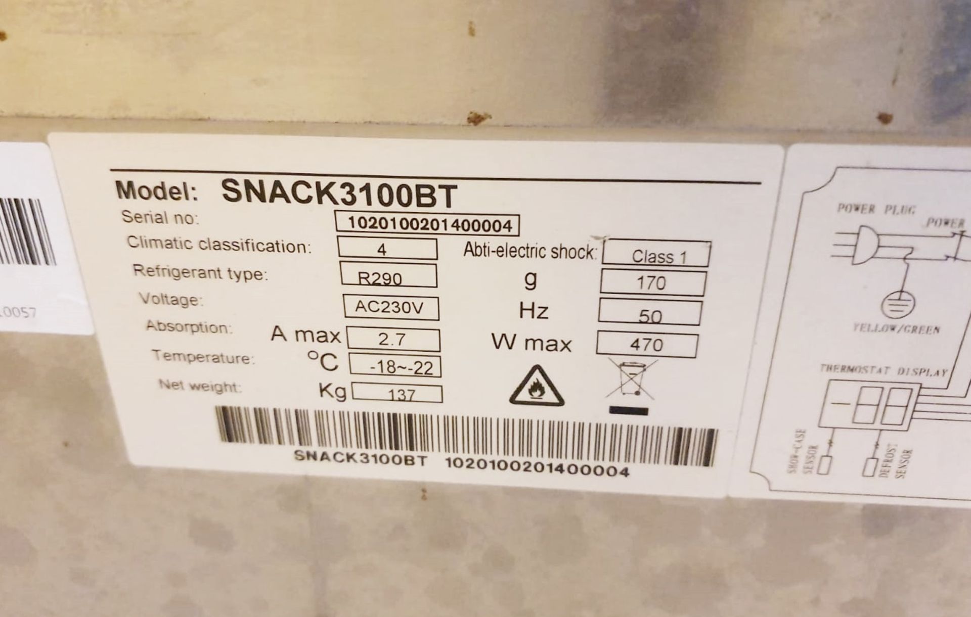 1 x Stainless Steel 3-Door Snack Counter Freezer SNACK3100BT **£5 Start - No Reserve** - Bild 2 aus 2