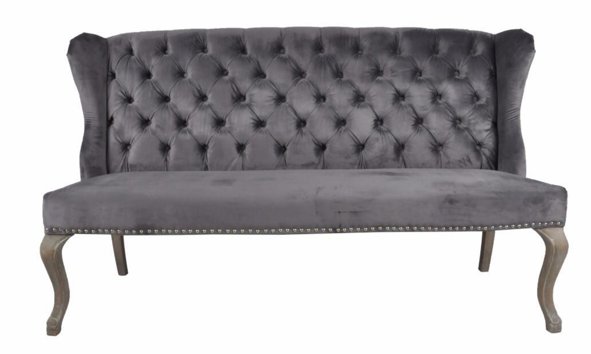 1 x HOUSE OF SPARKLES 'Jasper' Luxury Dining Sofa Bench - Richly Upholstered In Dark Grey Velvet - - Image 2 of 4