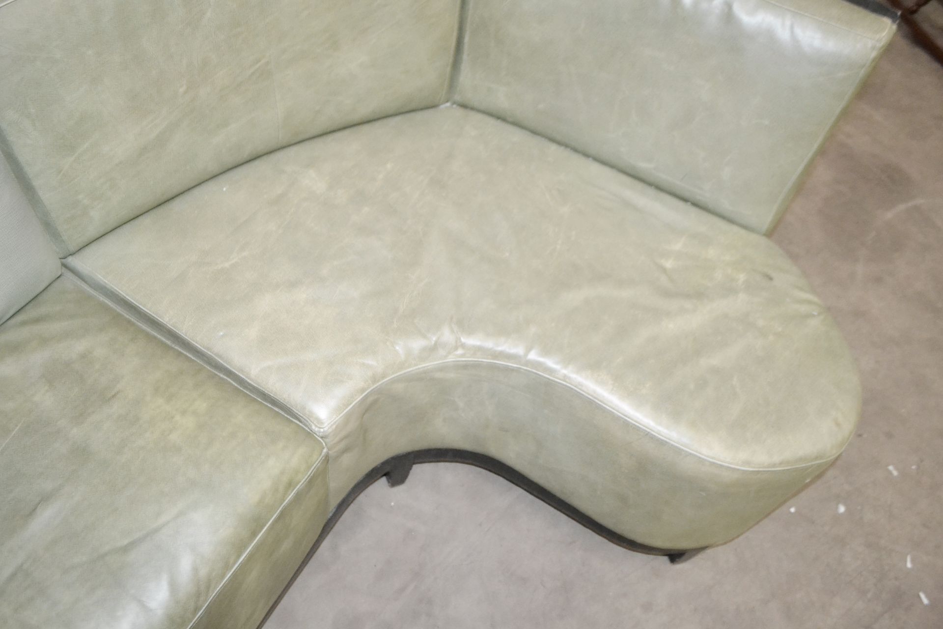 2 x Sections Of Curved Commercial Seating Upholstered In A Pale Green Faux Leather - Image 4 of 5