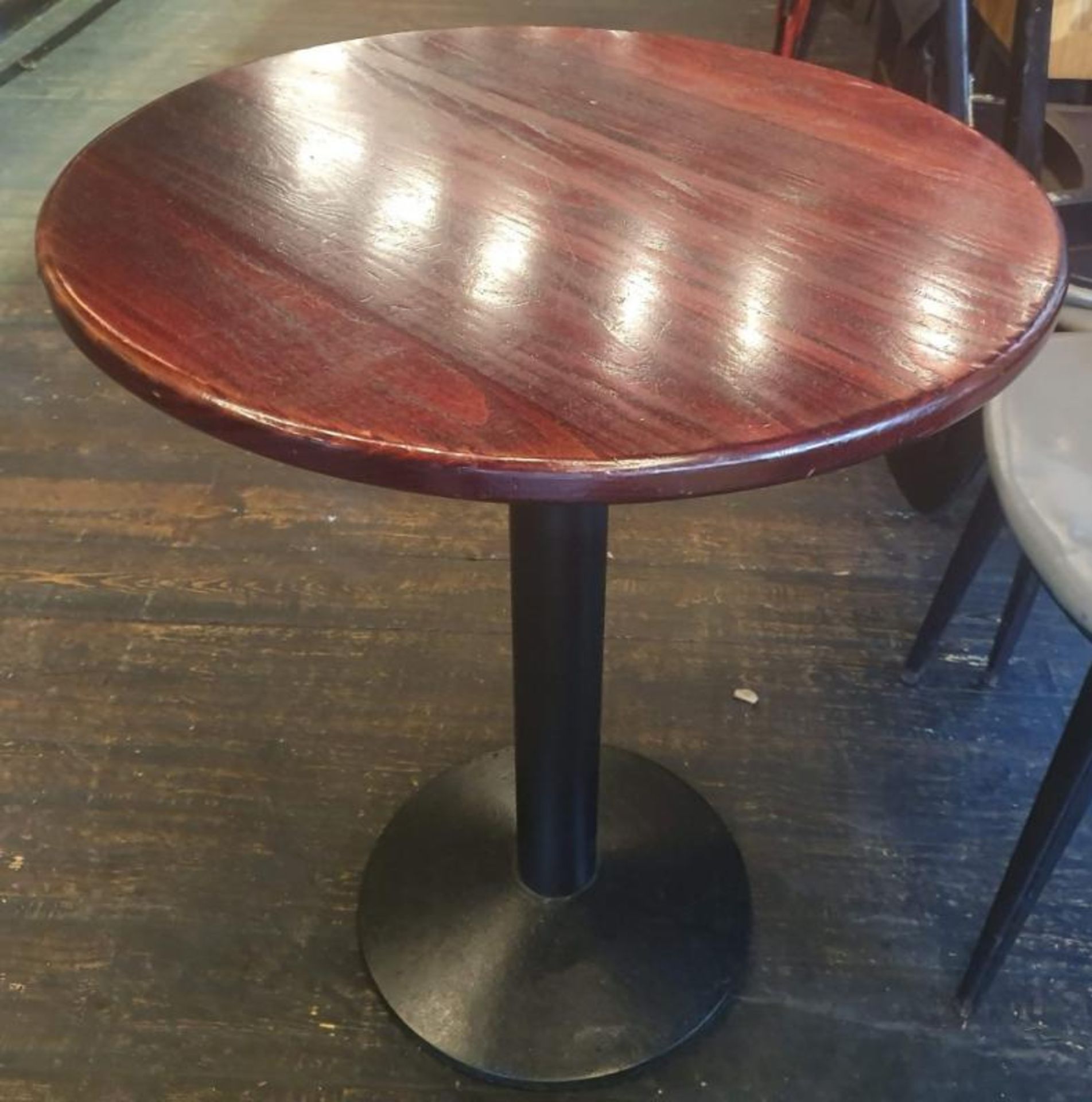 3 x Round Bistro Tables With Cherry Wood Tops - Dimensions: Diameter 61cm, Height 77cm - Recently Ta - Bild 3 aus 3