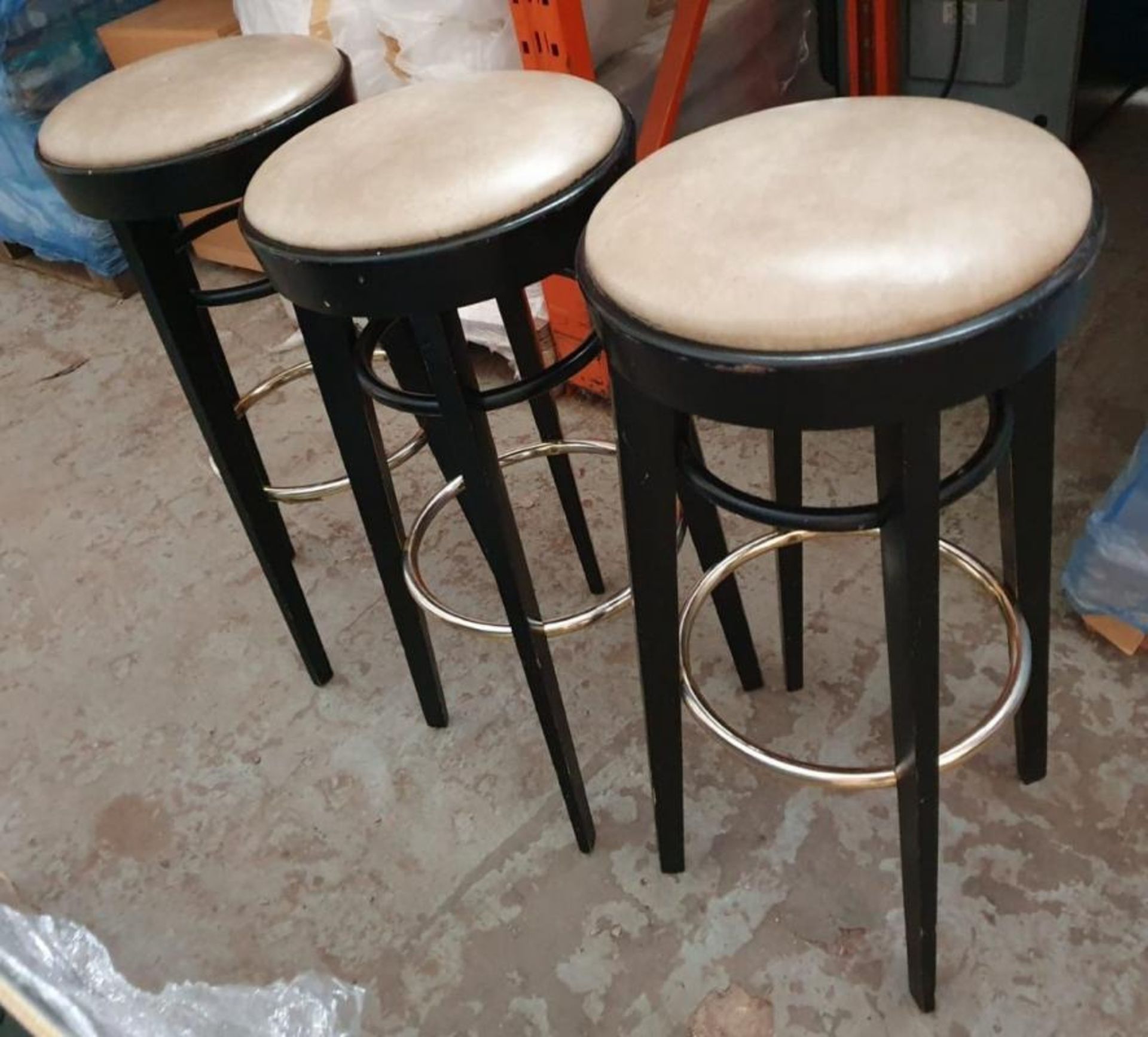 3 x Commercial Bar Stools - Taken From A Popular Patisserie In Good Condition - Height 82cm x diamet