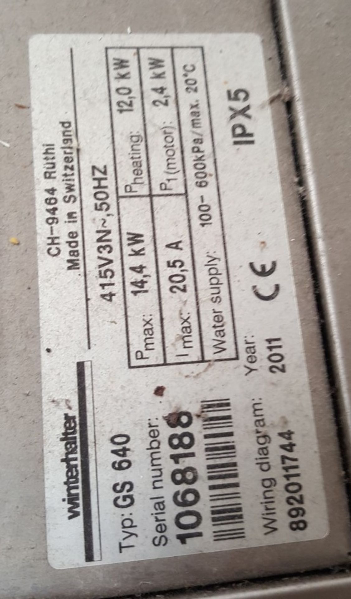 1 x WINTERHALTER GS 640 Single Utensil Dishwasher - CL455 - Ref CBU8 - Location: Altrincham WA14 - Image 11 of 11