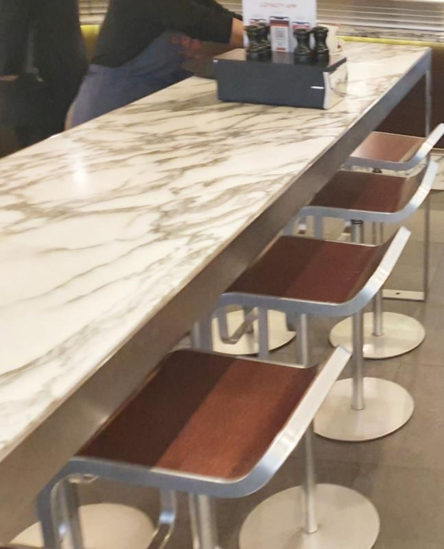 1 x White Marble/Granite Topped Cocktail Table - From A Milan-style City Centre Cafe - Image 3 of 7