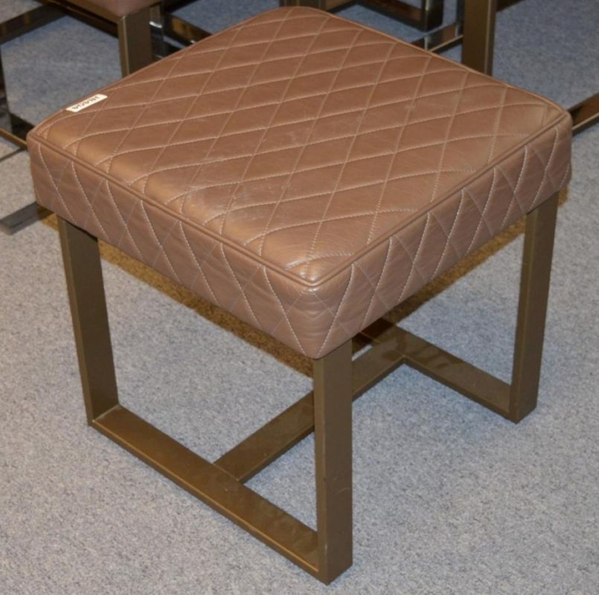 3 x Contemporary Retail Shop Seating Stools With Brown Faux Leather Seat Pads - Premium Quality