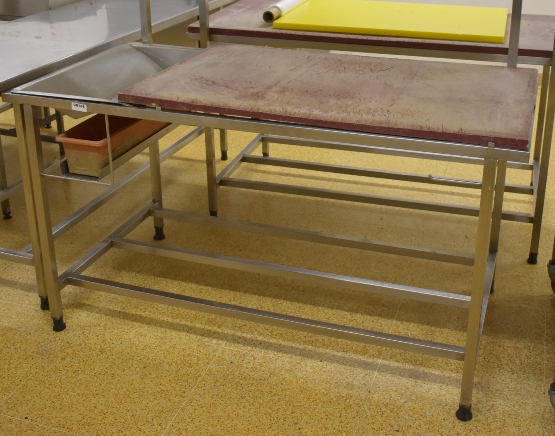 1 x Commercial Supermarket Butchers Prep Table - Stainless Steel Bench With Chopping Board, Drip - Image 2 of 6