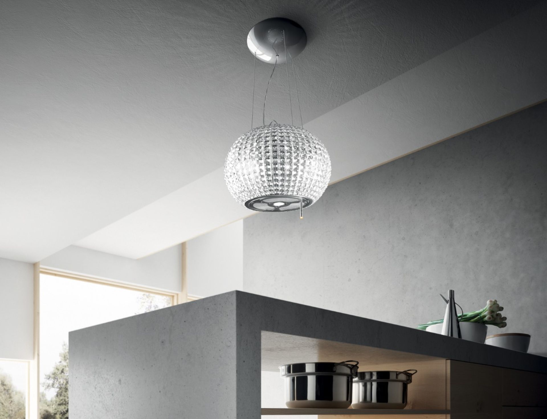 1 x Elica Celestial Island Glass Prism Spherical Extractor Hood Light - CL380 - Includes Suspended - Image 3 of 8