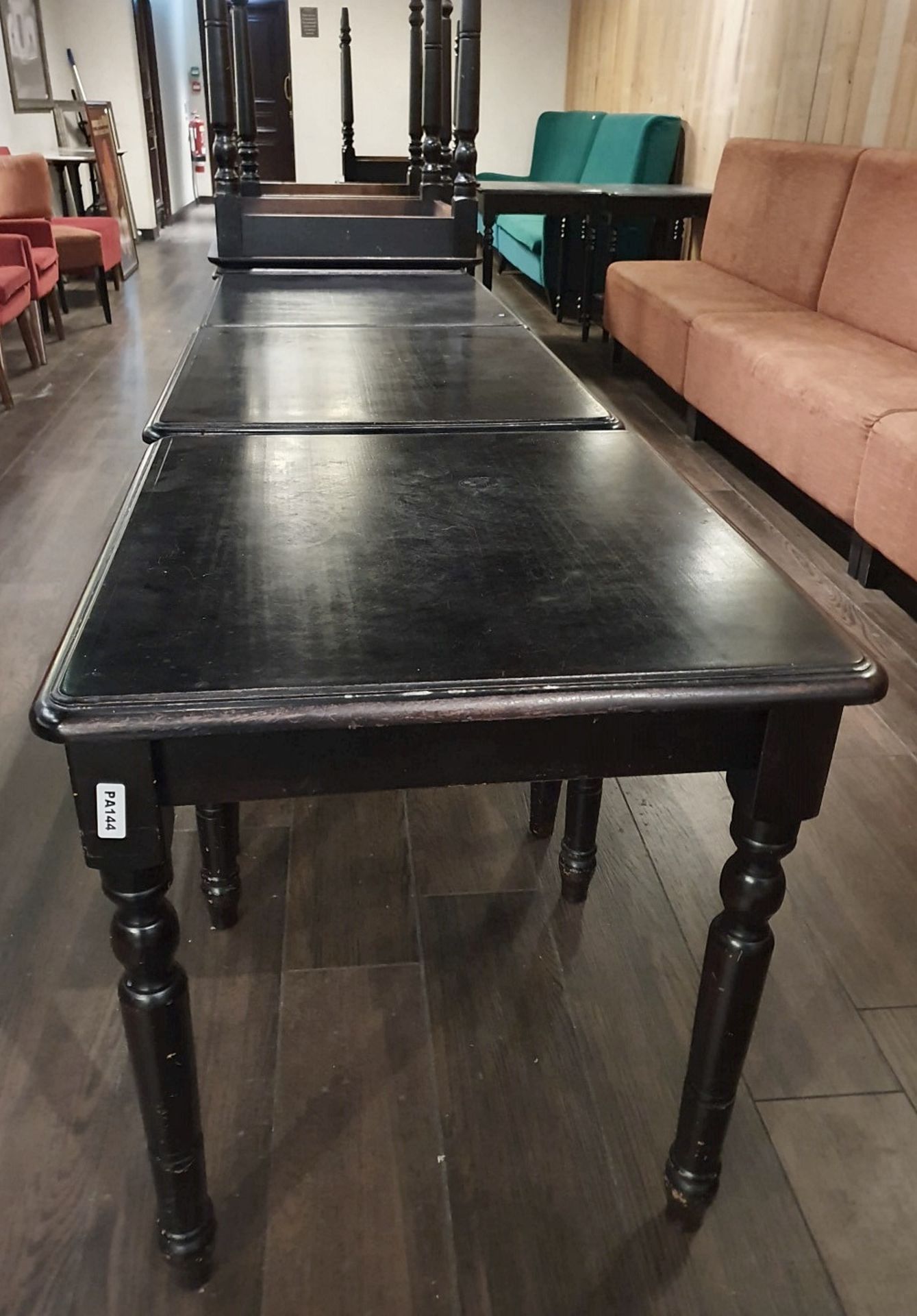 15 x Square Tables With Dark Stained Finish and Turned Legs - H74 x W70 x 65 cms - Ref PA144/216 - - Image 4 of 6