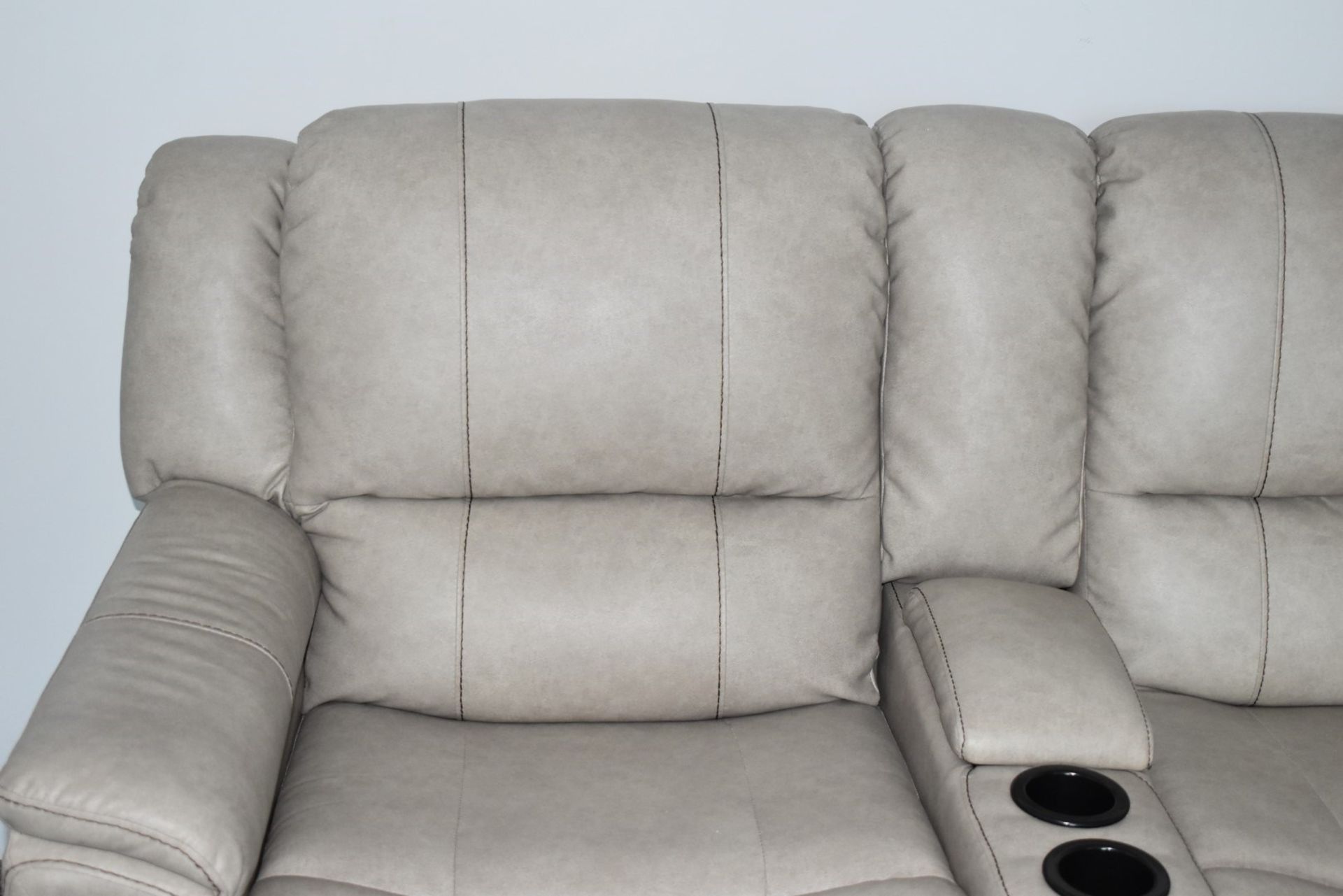 1 x Thomas Payne Reclining Wallhugger Theater Seating Love Seat Couch With Center Console and - Image 10 of 12