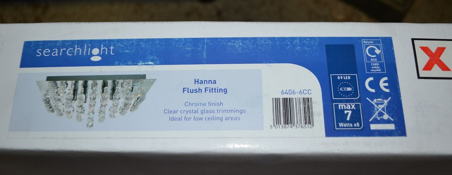 1 x Searchlight Hanna Chrome 6-Light Square Semi-Flush With Crystal Balls - Product Code - New Boxed