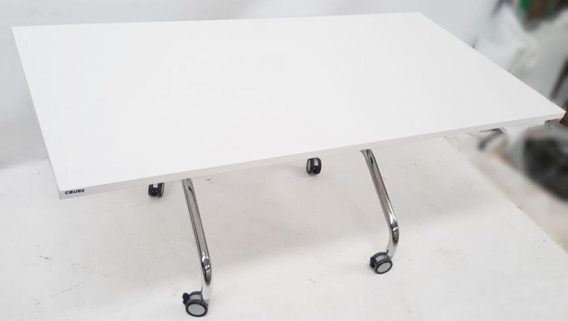 1 x Large Premium Office Table With Folding Top - Colour: Brilliant White With Chrome Legs - Dimensi - Bild 4 aus 4