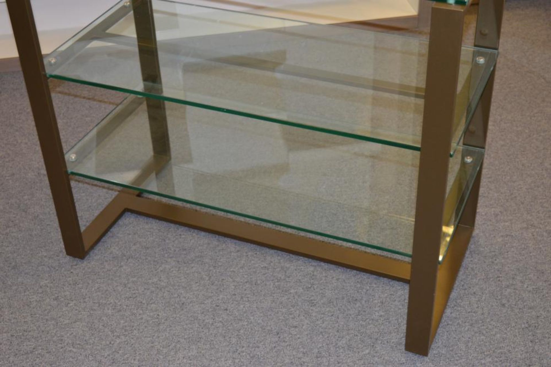 2 x Contemporary 3-Tier Glass Retail Display Shelving Units - Taken From A Well-Known Shoe Store - Image 2 of 3