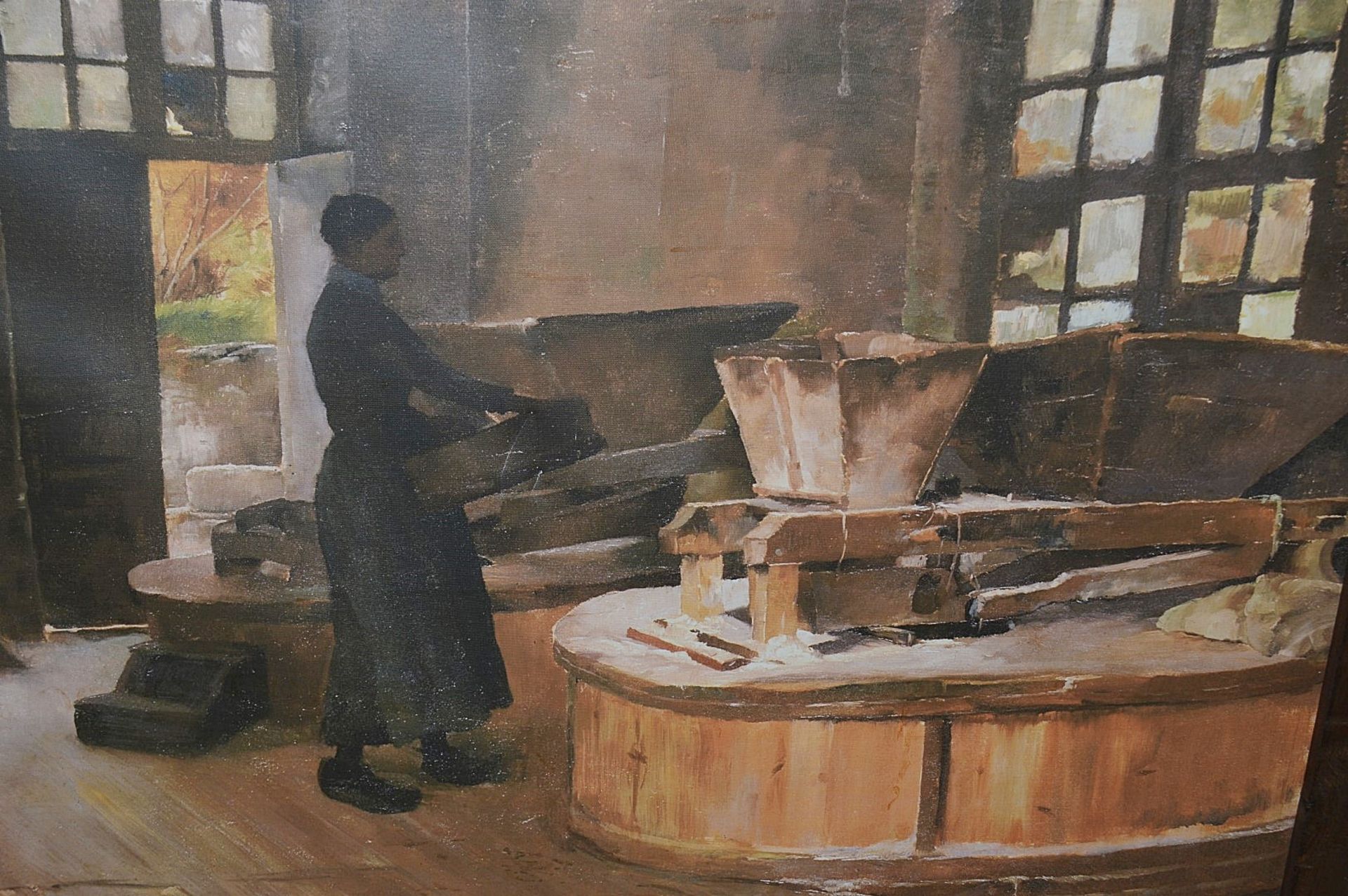 1 x Large Framed Canvas Print Depicting A Flour Mill - Dimensions: 126.5 x H117cm - Removed From A - Bild 4 aus 4