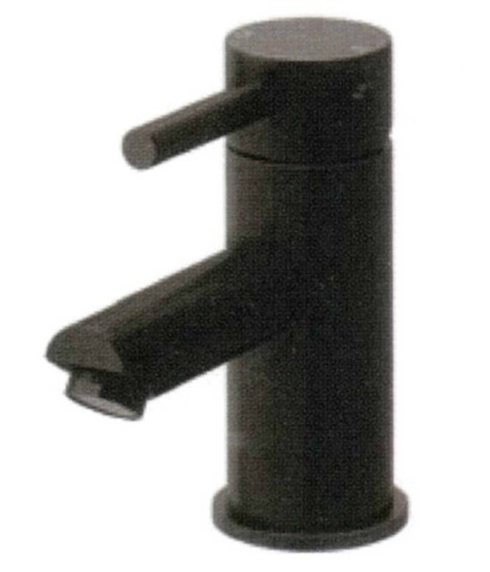 1 x Round Basin Mixer Tap With A Solid Brass Body Finished In Black - Brand New & Boxed - Ref: GAT1-