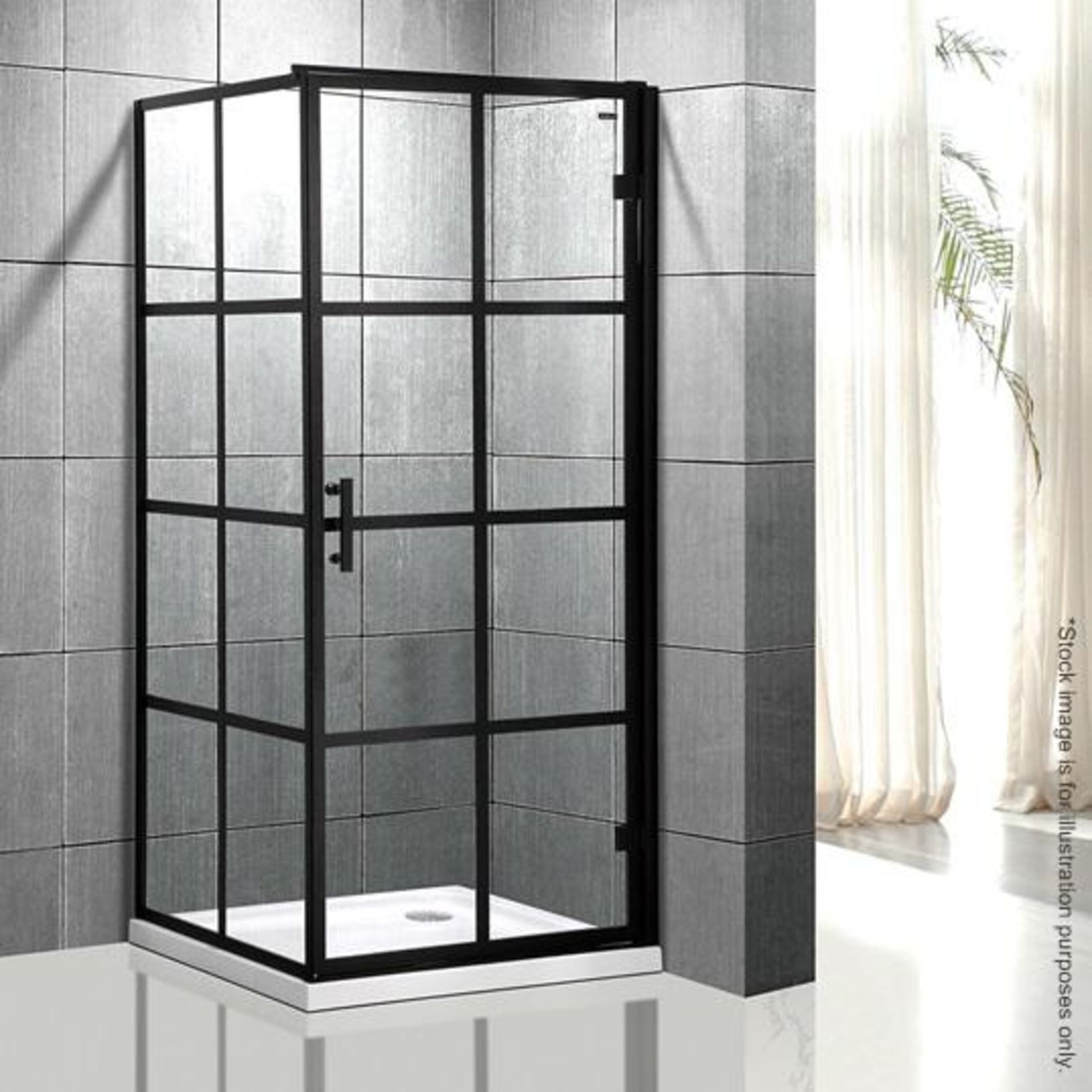 1 x Premium Quality Black Profile Shower Enclosure With Hinged Door - Dimensions: 90x90x195cm - Bran