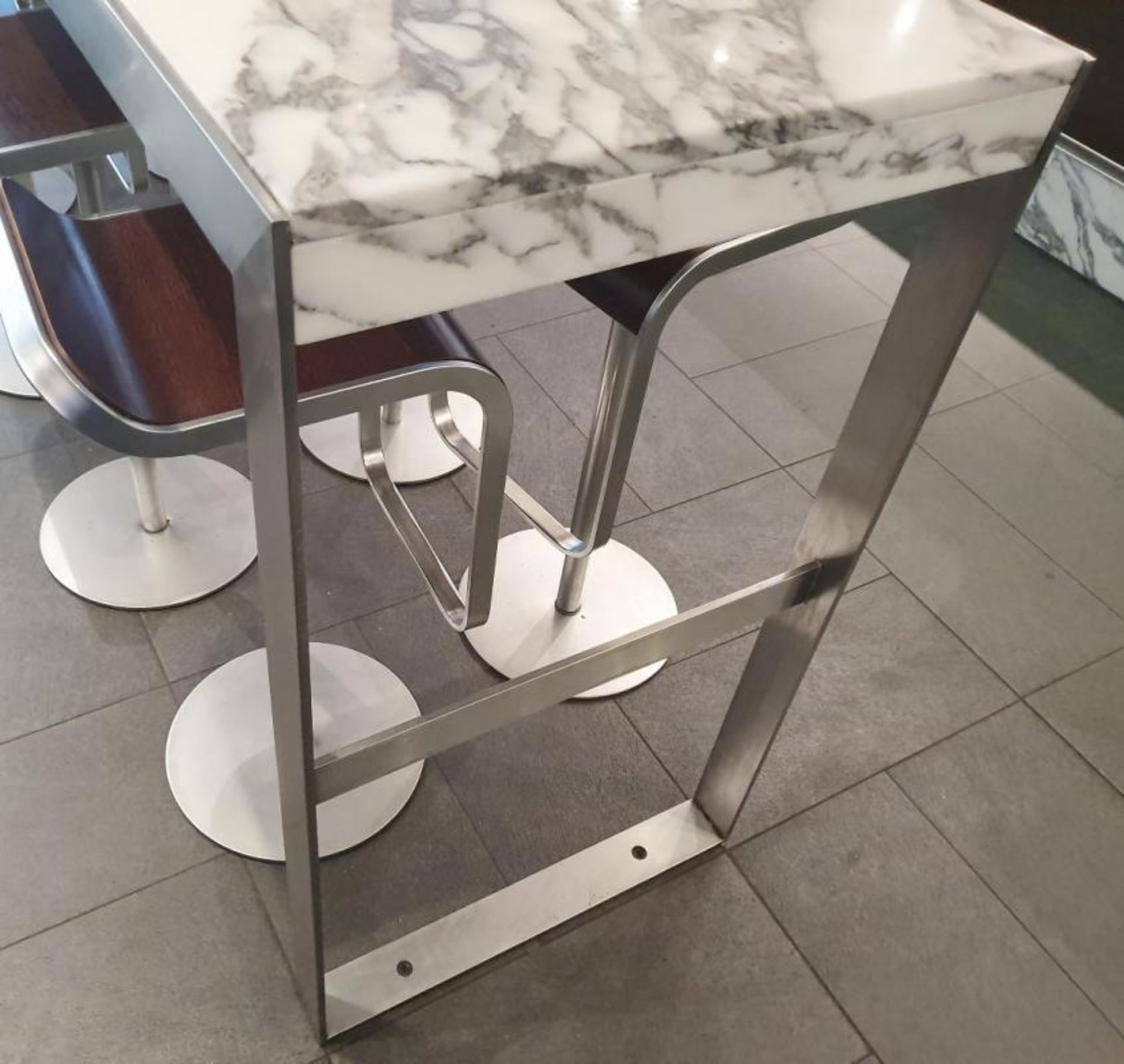 1 x White Marble/Granite Topped Cocktail Table - From A Milan-style City Centre Cafe - Image 6 of 7