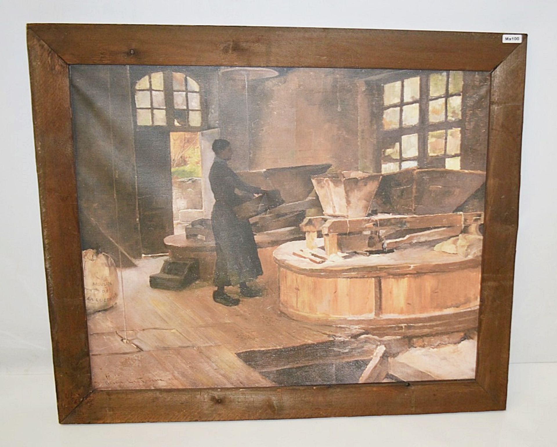 1 x Large Framed Canvas Print Depicting A Flour Mill - Dimensions: 126.5 x H117cm - Removed From A