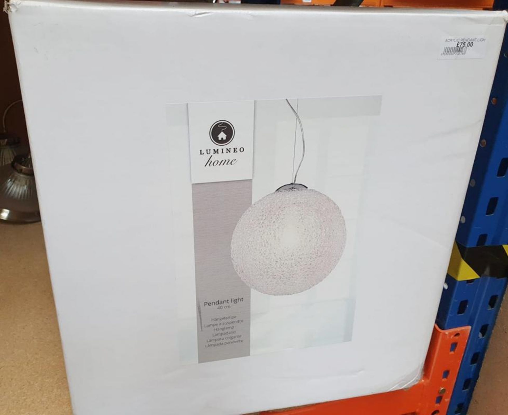1 x Acrylic Round Ceiling 40cm Pendant Light - Unused Boxed Stock - Low Start, No Reserve - Ref: WH1