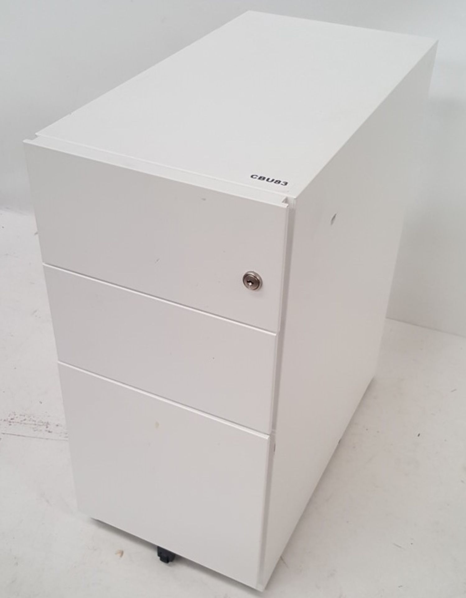 4 x Premium Metal Office 3-Drawer Pedestal In White - Dimensions: L56/W30/H64cm - Ref CBU83/1 - Image 2 of 4