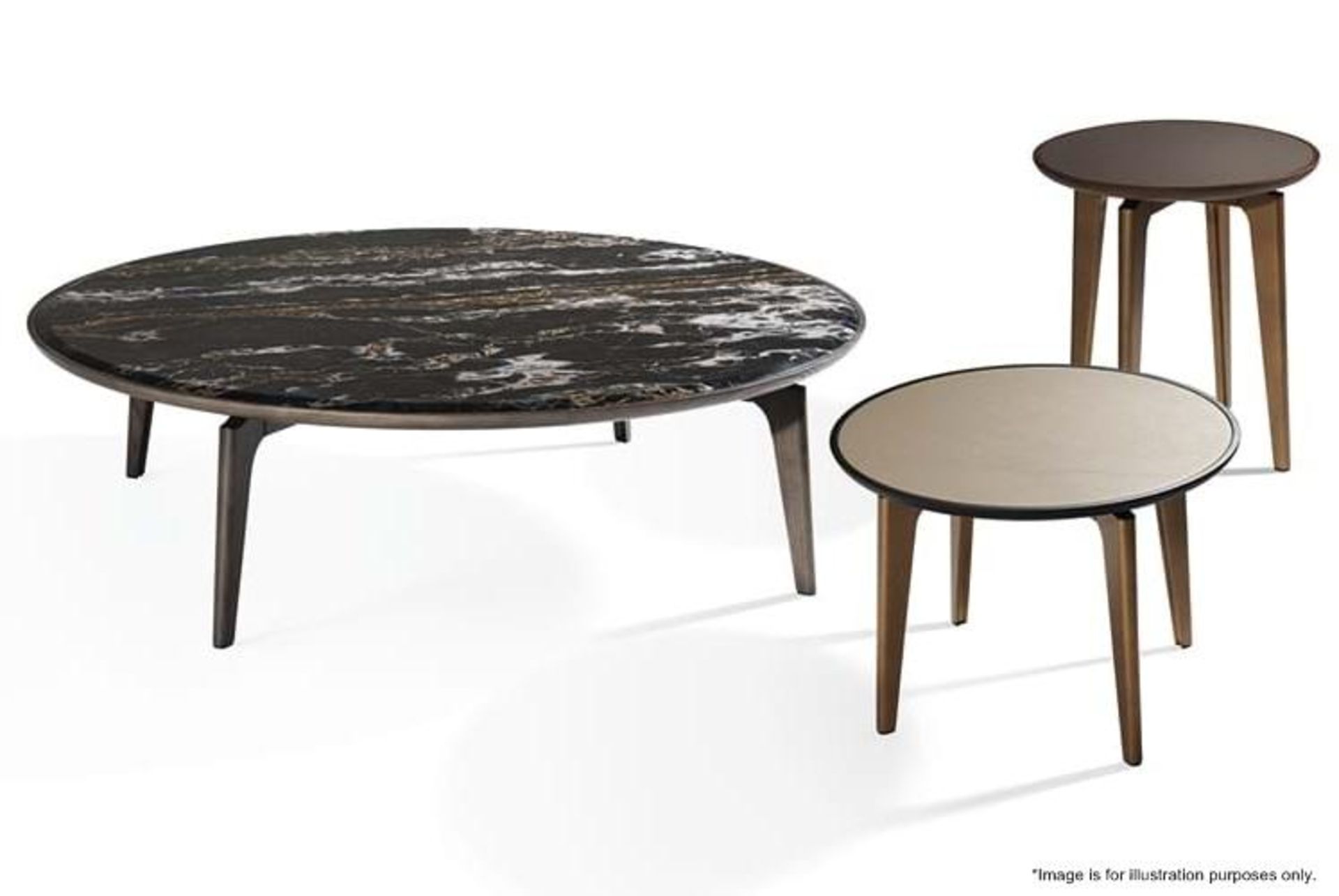 1 x Giorgetti 'Blend' Designer Marble Topped Table With A Bronzed Metal Base - Original RRP £1,919