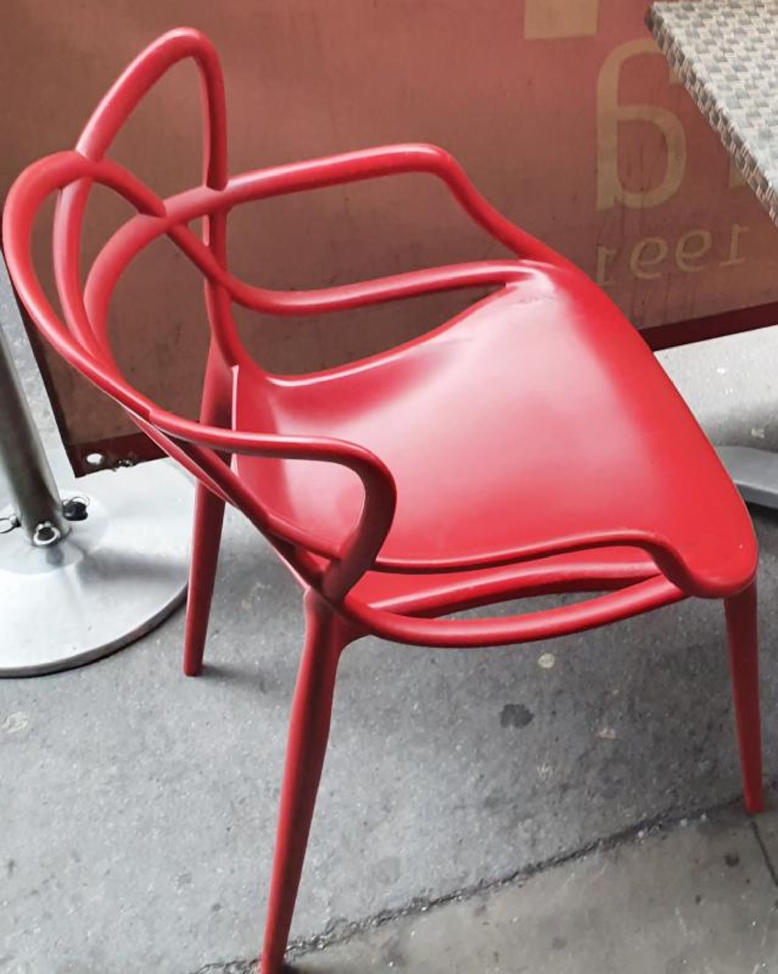 12 x Philippe Starck For Kartell 'Masters' Designer Bistro Chairs - Includes 10 x Red And 2 x Black - Image 6 of 6