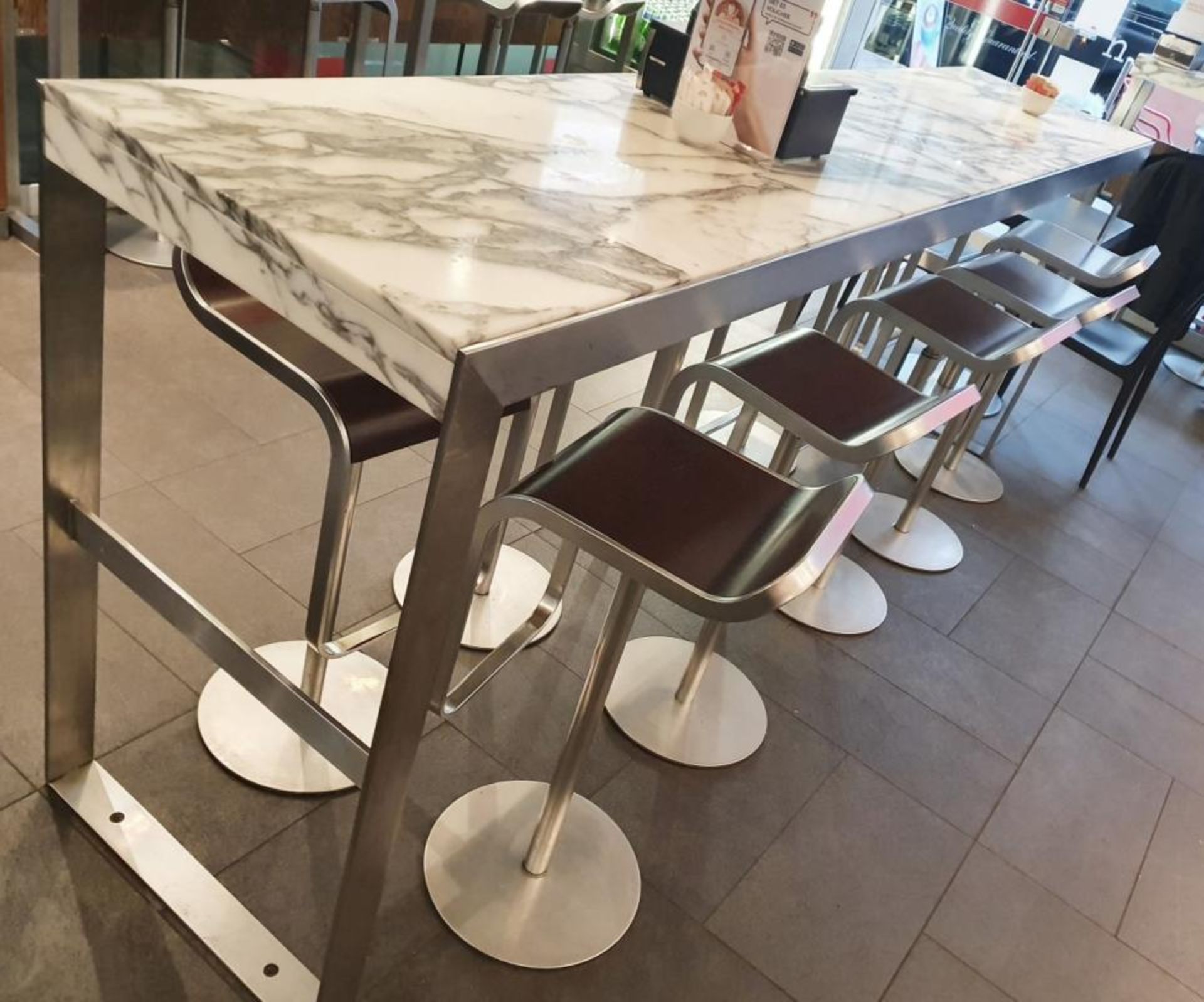 1 x White Marble/Granite Topped Cocktail Table - From A Milan-style City Centre Cafe - Image 4 of 7