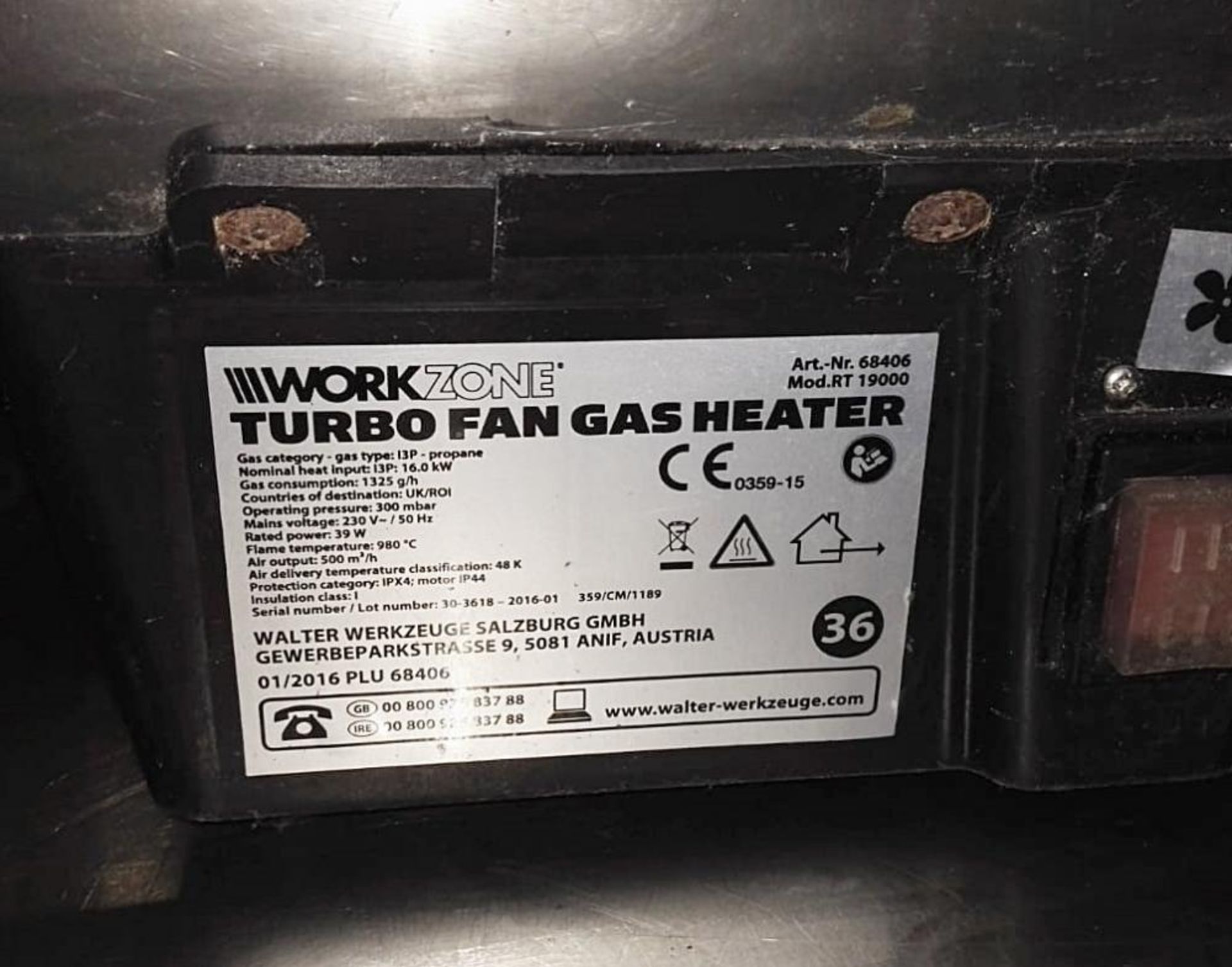 1 x WORKZONE Turbo Fan Heater - Sold As Seen - £1 Start, No Reserve - CL011 - Location: Bolton BL1 - Image 3 of 5