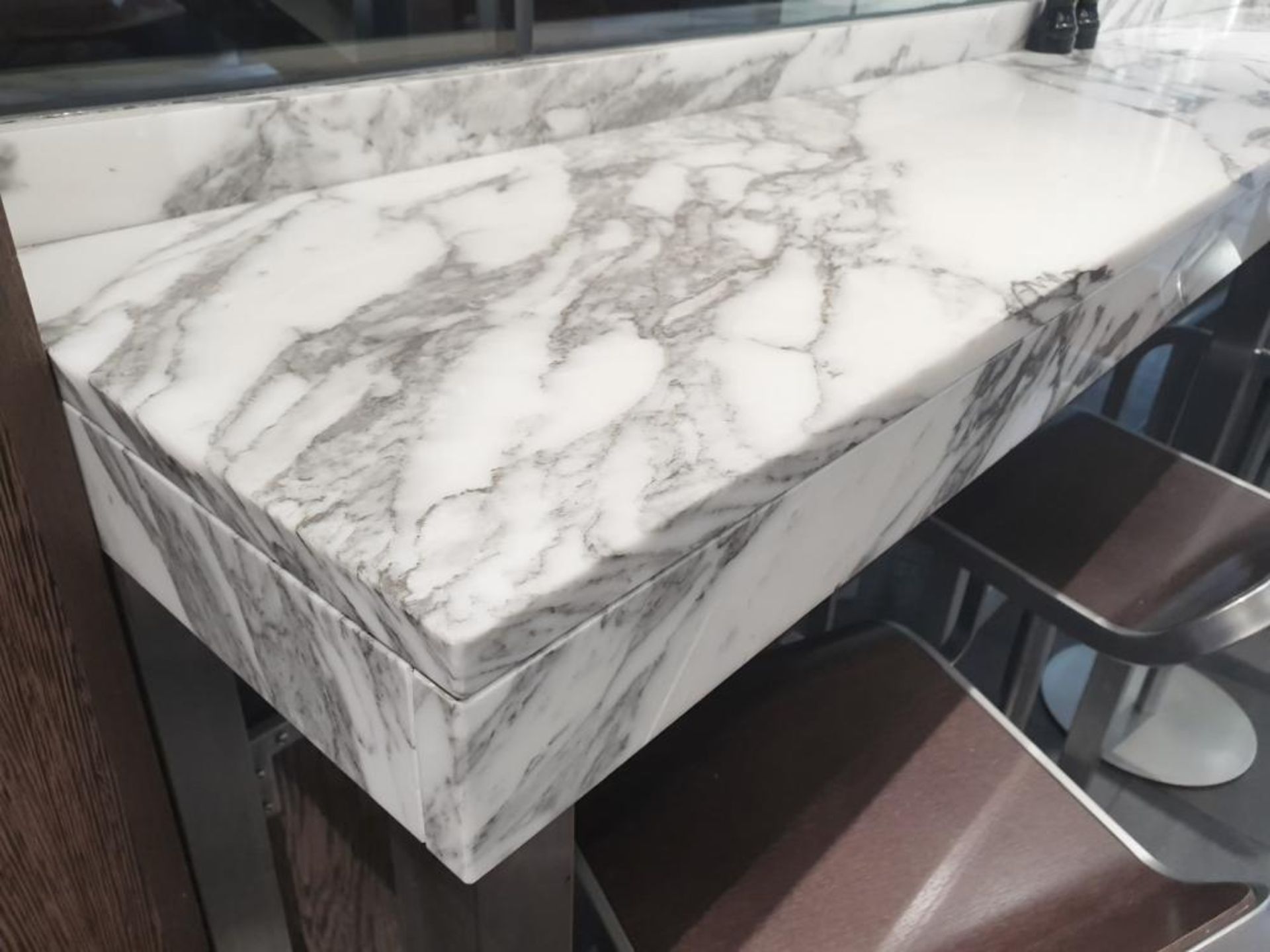 1 x White Marble/Granite Breakfast / Coffee Bar - Two Piece - From A Milan-style City Centre Cafe - Bild 2 aus 5