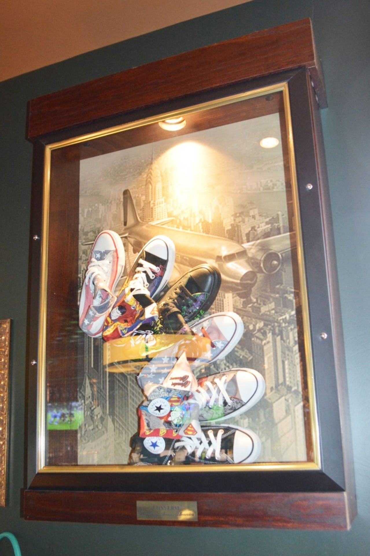 1 x Americana Wall Mounted Illuminated Display Case - NOVELTY CONVERSE SHOES - Includes Various - Image 5 of 6