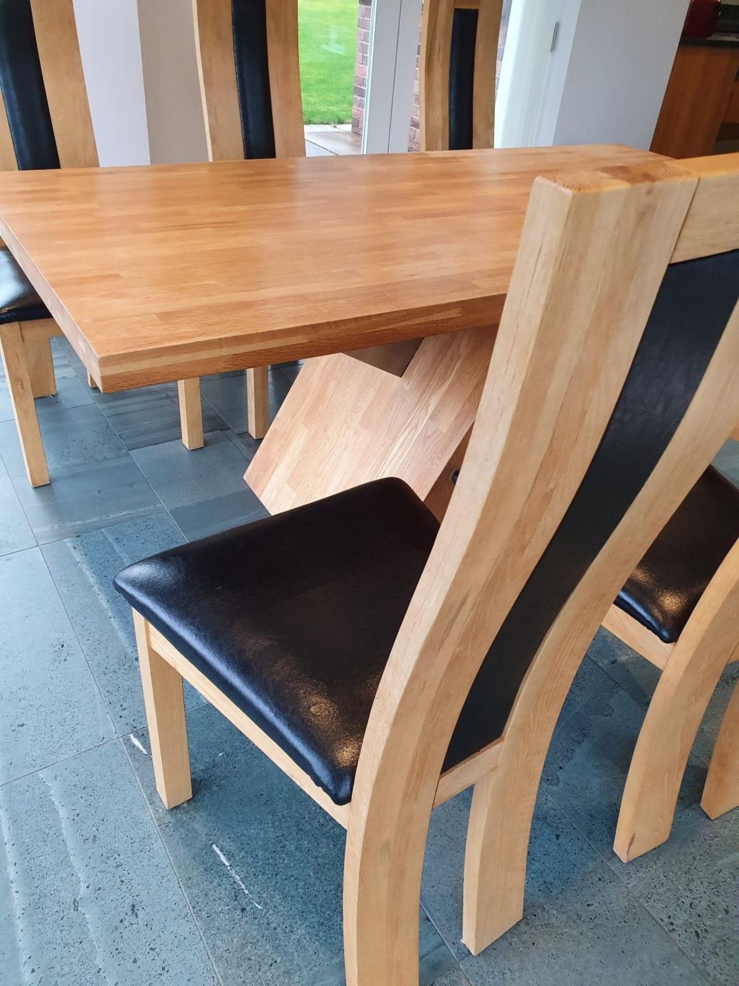 1 x Solid Oak 1.8 Metre Dining Table With 6 x High Back Dining Chairs - Pre-owned In Great Condition - Image 10 of 12