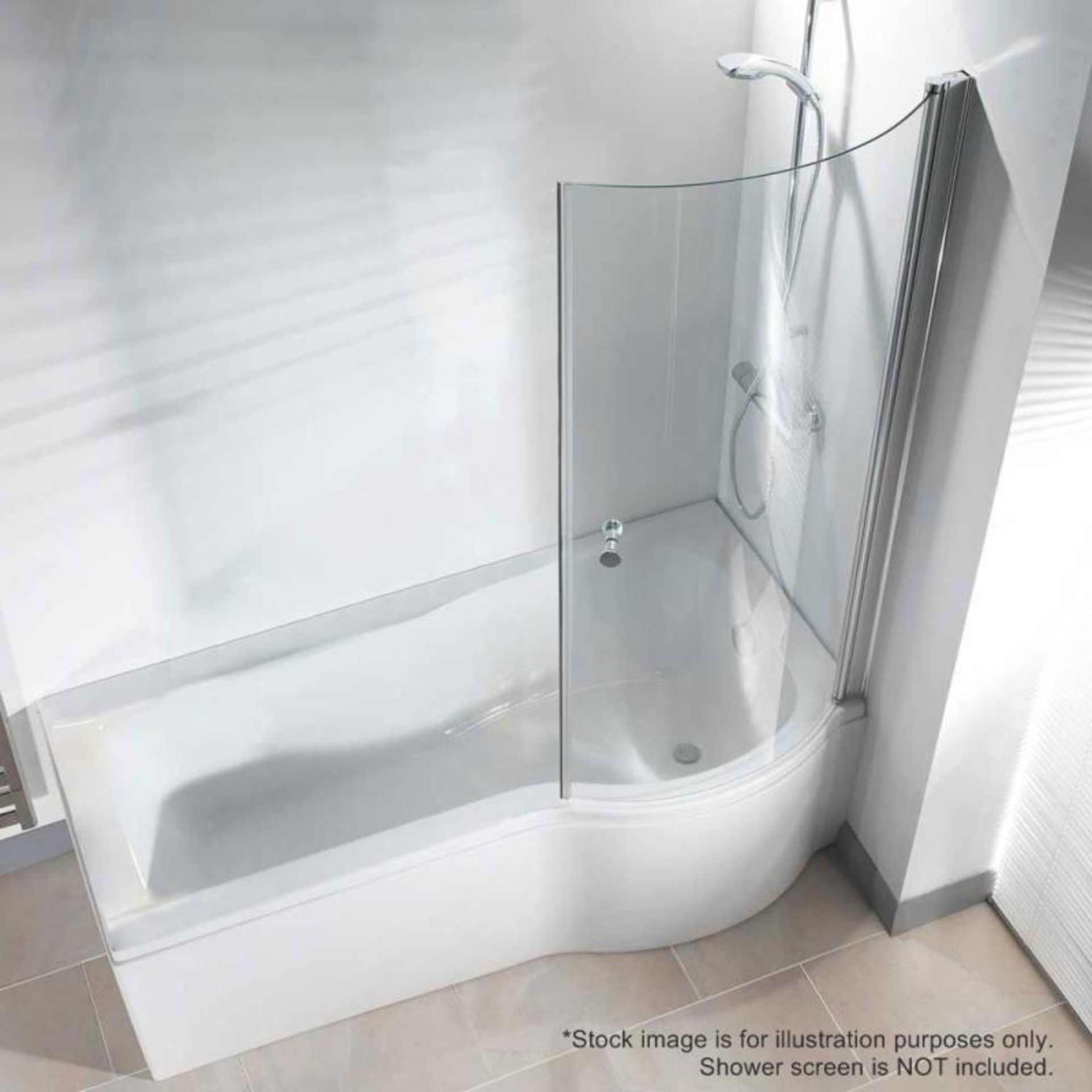 1 x 'Galaxia' Premier Finish 1700mm P-Shape Right-Hand Shower Bath + Front Panel - New/Unused Stock