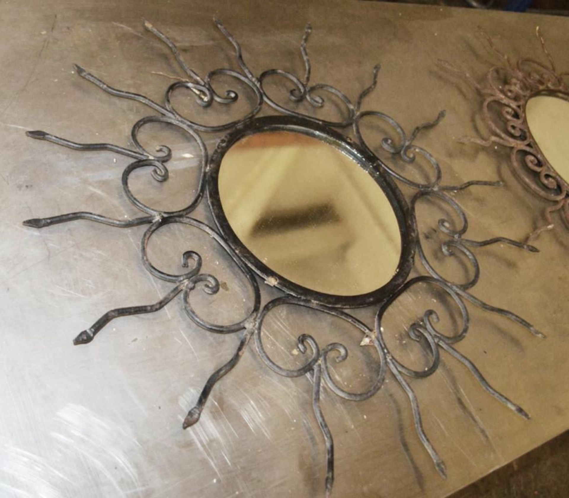 2 x Rustic Handcrafted 'Sun' Mirrors - 60cm Diameter - Recently Taken From A Popular Mexican Restaur
