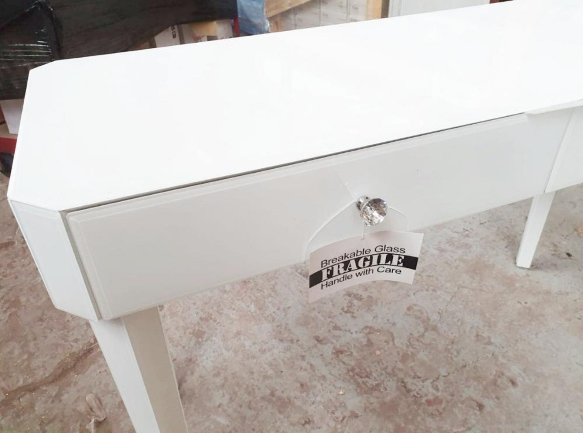 1 x White 2-Drawer Glass Fronted Dressing Table In White *Please Read Condition Report* £1 Start, No - Image 2 of 9