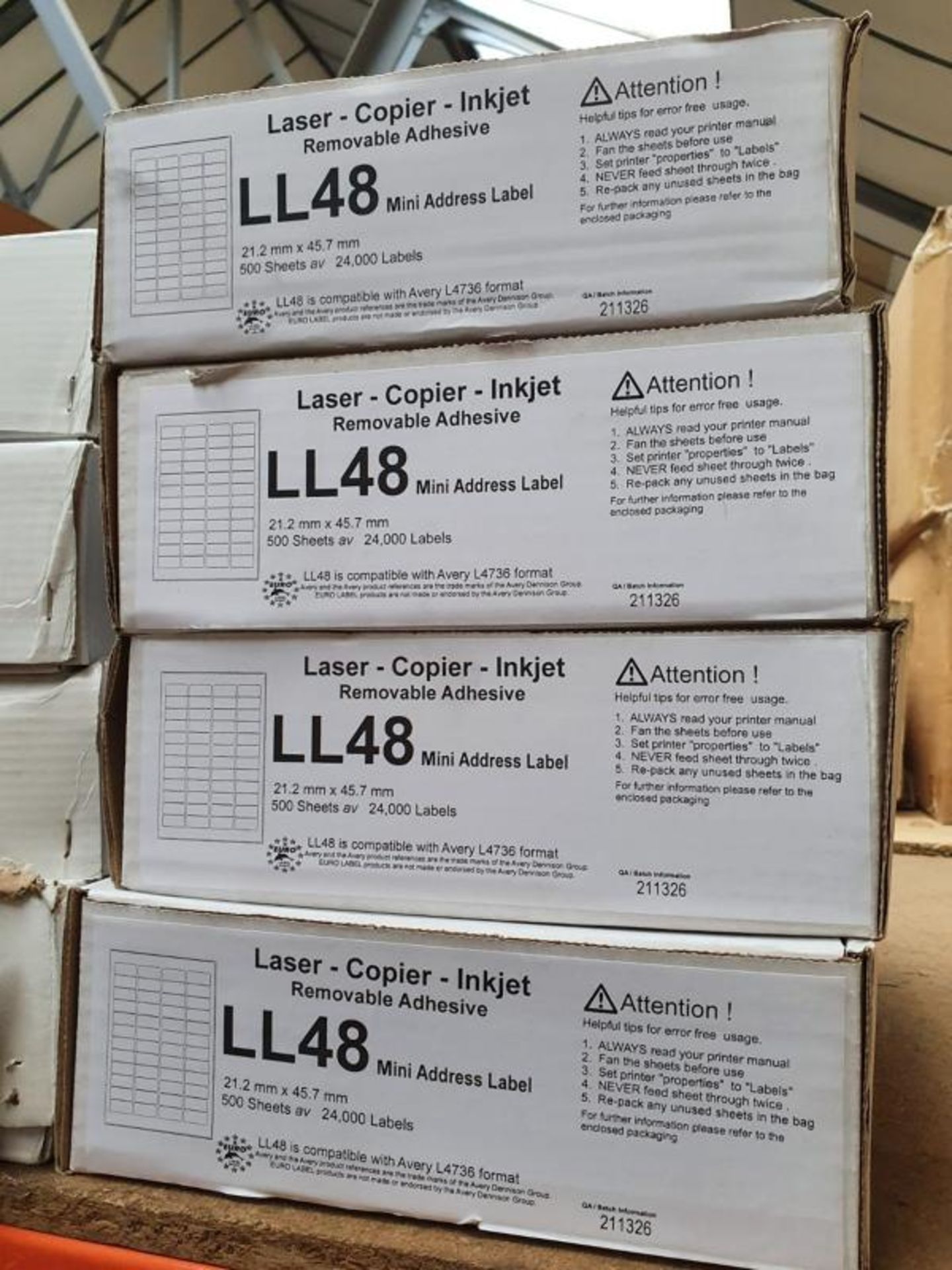 4 x Boxes Of LL48 Mini Adress Labels (2000 Sheets) - Unused Boxed Stock - Low Start, No Reserve - Image 2 of 2