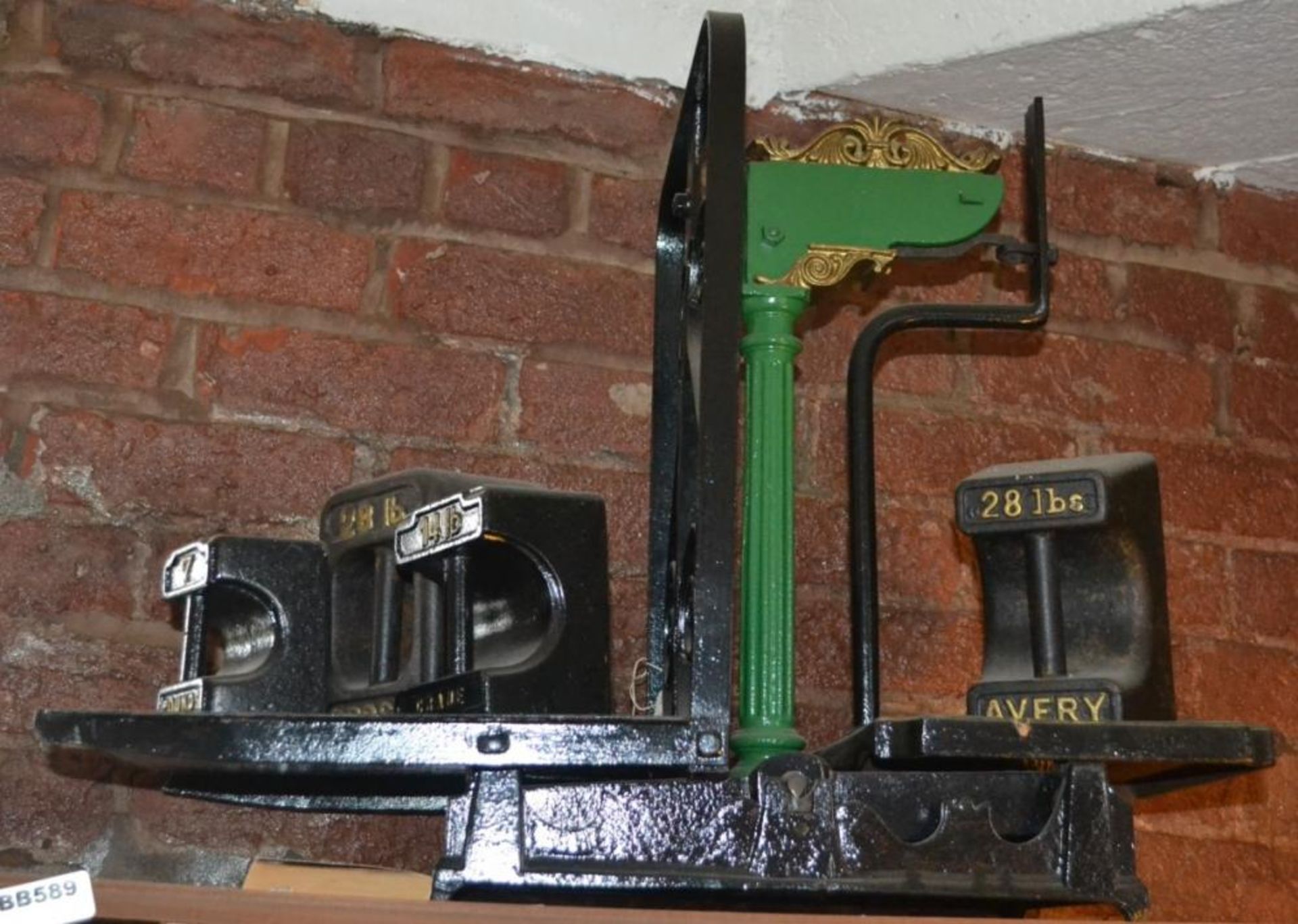 1 x Antique Avery Weighing Scales With Various Large Weights - H54 x W70 x D44 cms CL011 - Location: - Image 2 of 5