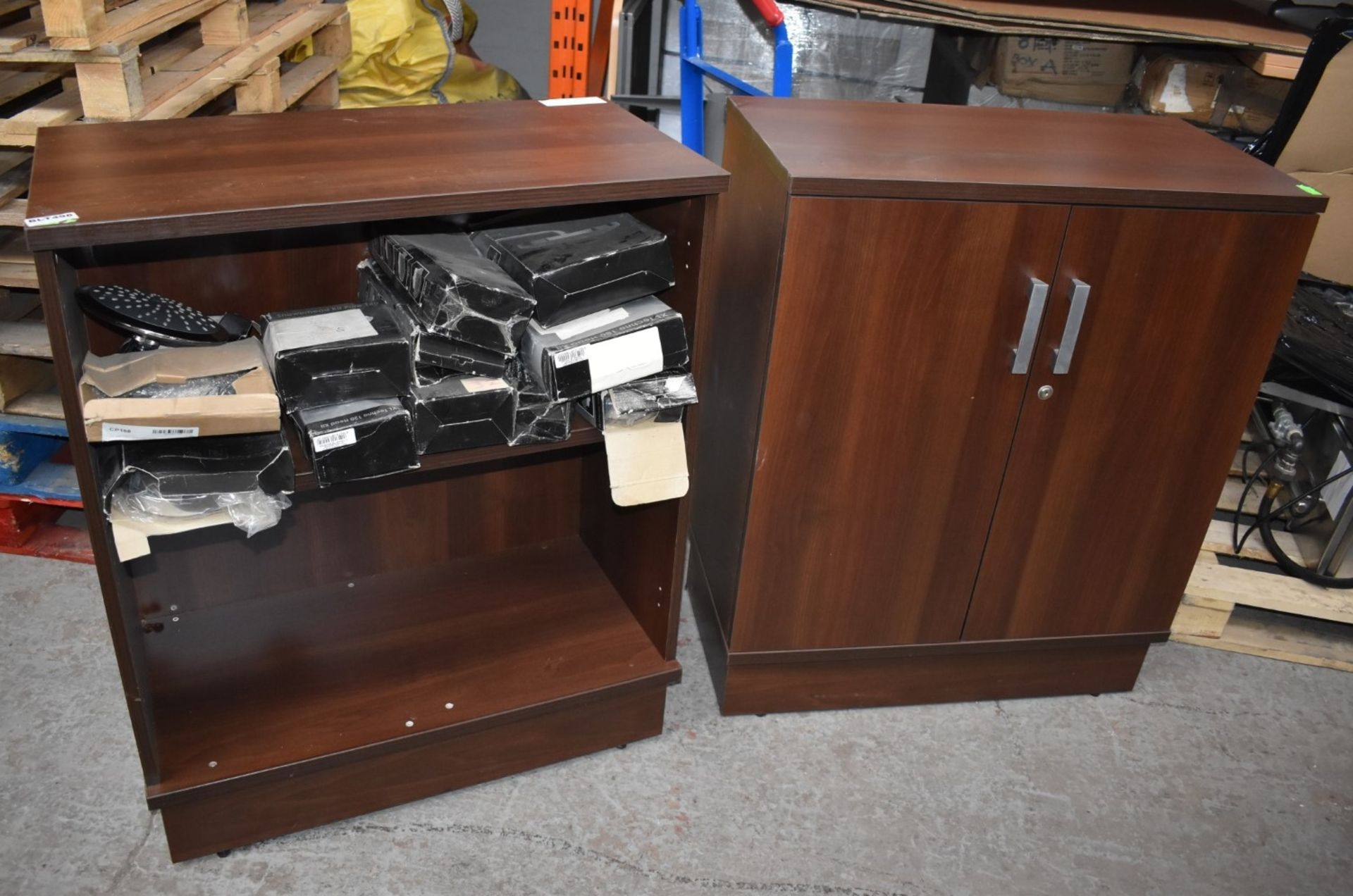 2 x Office Cabinets With Walnut Finish - Includes Two Storage Cabinet and Box File Shelf Unit -