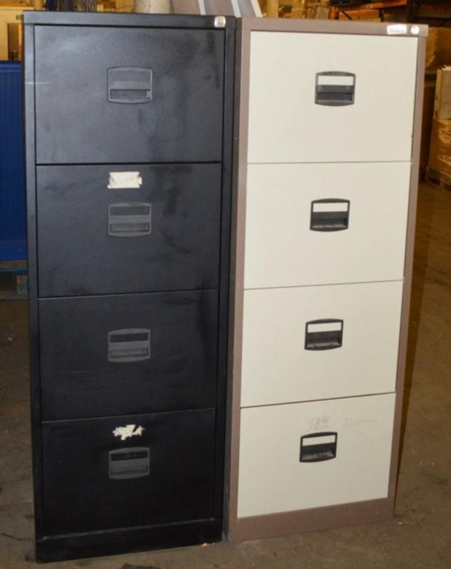 2 x Metal Filing Cabinets - Dimensions: H132 x W47 x D63cm - Used, Open, No Keys - Low Start, No Res