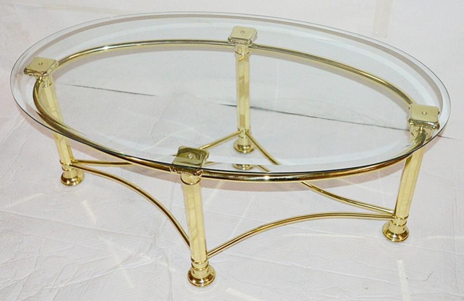 1 x Chelsom “Roman” Polished Brass Oblong Coffee Table - Ex-Display **£1 Start, No Reserve**