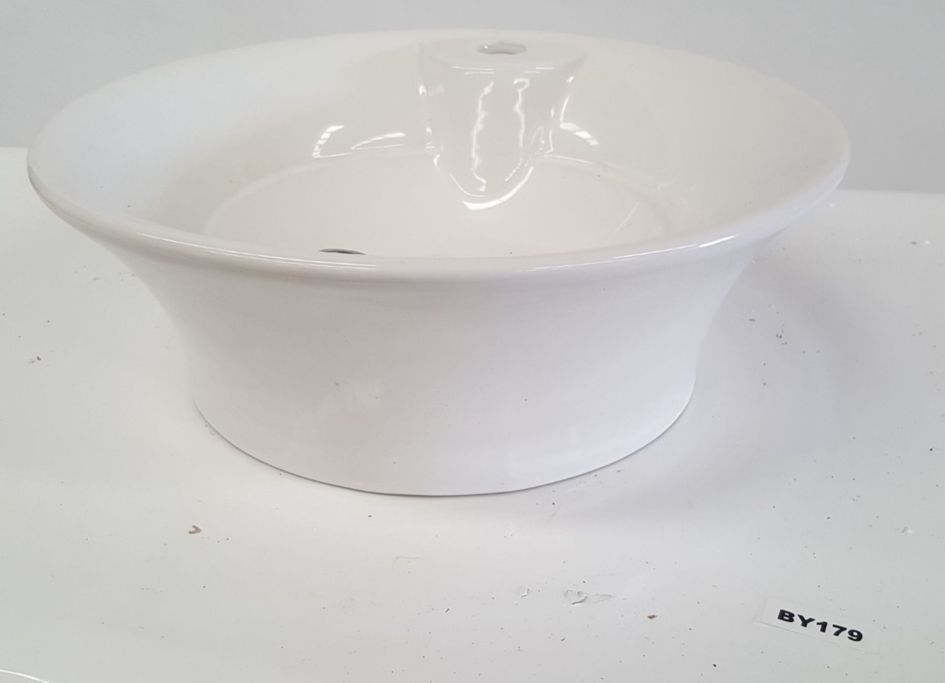 1 x Free Standing White Ceramic Vanity Round Basin - Ref BY179 - Bild 3 aus 5