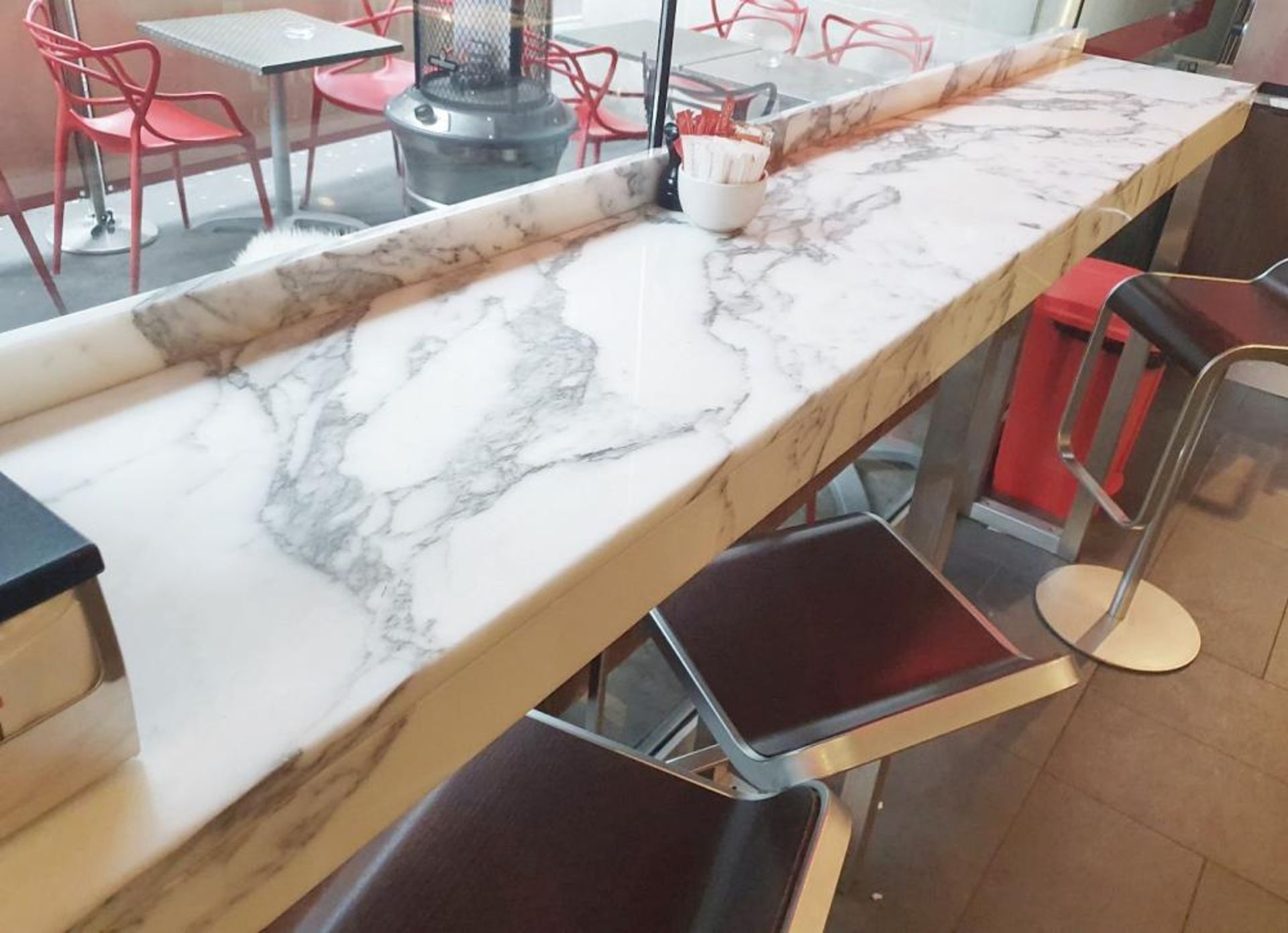 1 x White Marble/Granite Breakfast / Coffee Bar - Two Piece - From A Milan-style City Centre Cafe - Image 3 of 4