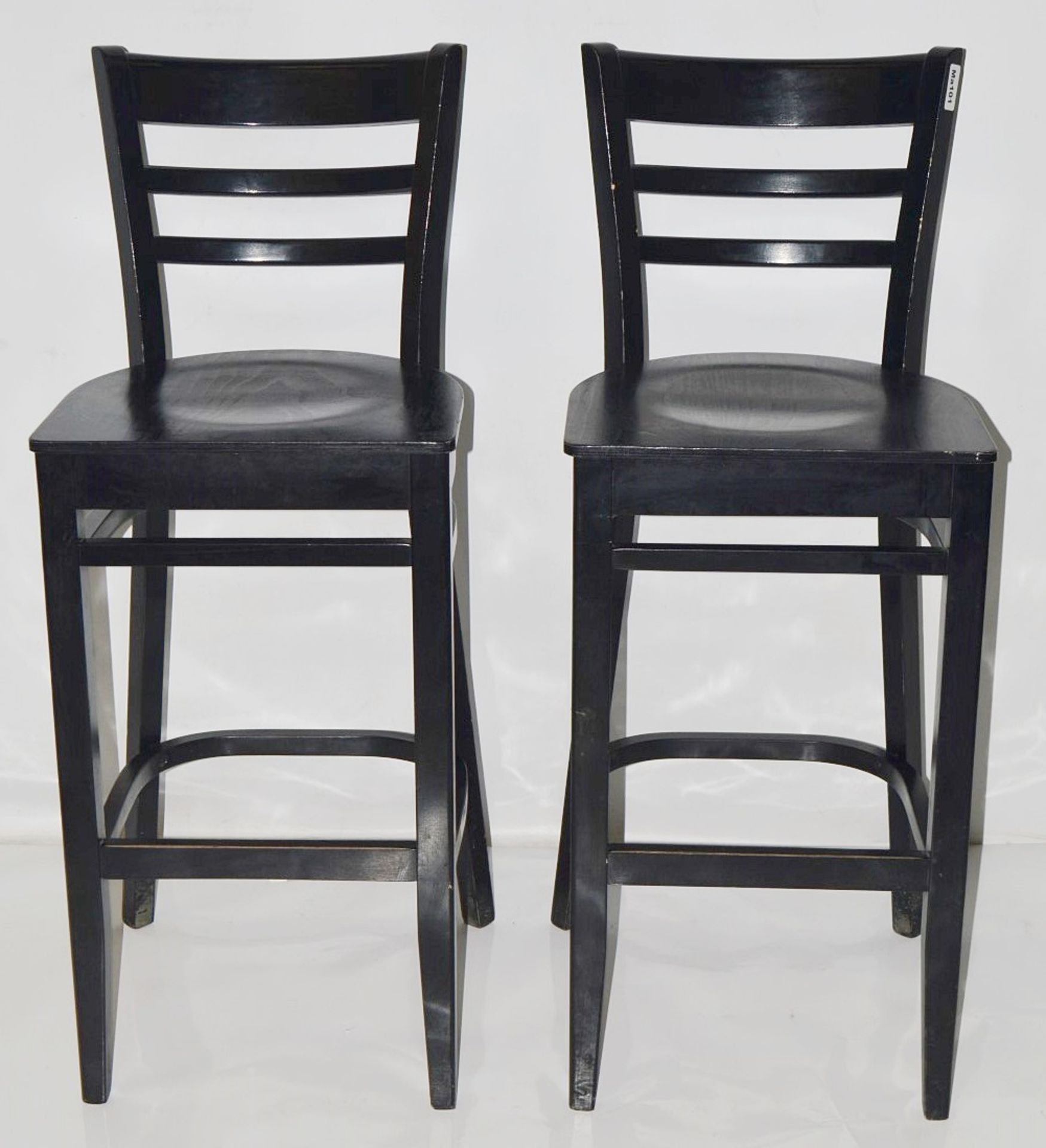 6 x Stylish Wooden Bar Stools In Black - Removed From A Leading Patisserie In London