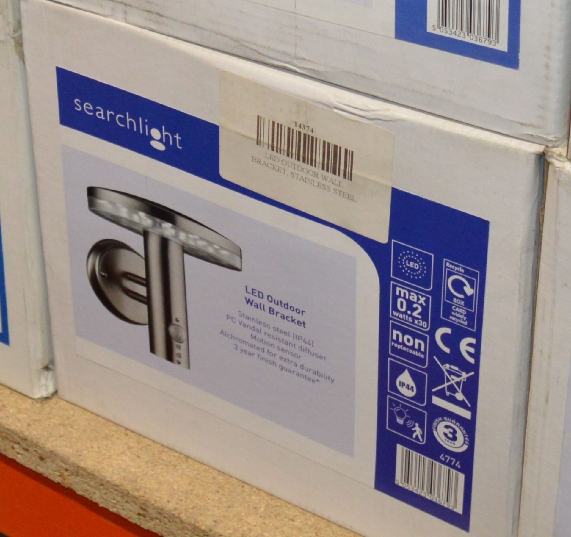 1 x SearchlightOutdoor LED Wall Light in Brushed Chrome IP44 - Product Code 4774 - New Boxed Stock -