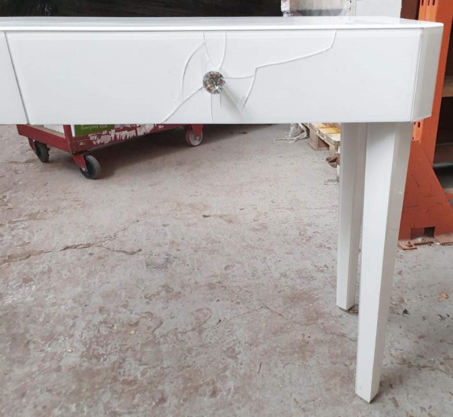 1 x White 2-Drawer Glass Fronted Dressing Table In White *Please Read Condition Report* £1 Start, No - Image 7 of 9