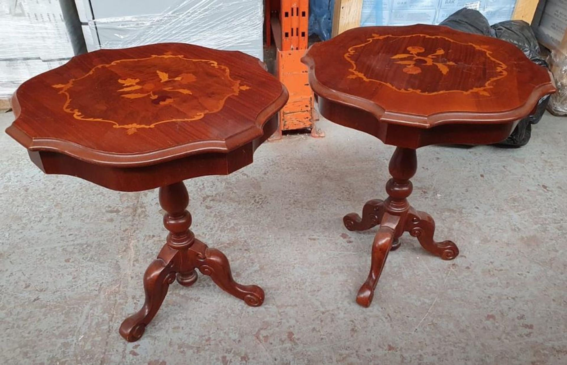A Pair Of Period-Style Side / Lamp Tables With Ornate Legs - Unused Boxed Stock - £1 Start, No Reser