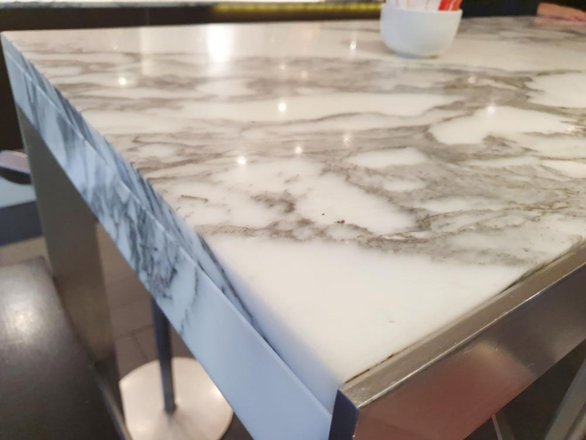 1 x White Marble/Granite Topped Cocktail Table - From A Milan-style City Centre Cafe - Image 5 of 7
