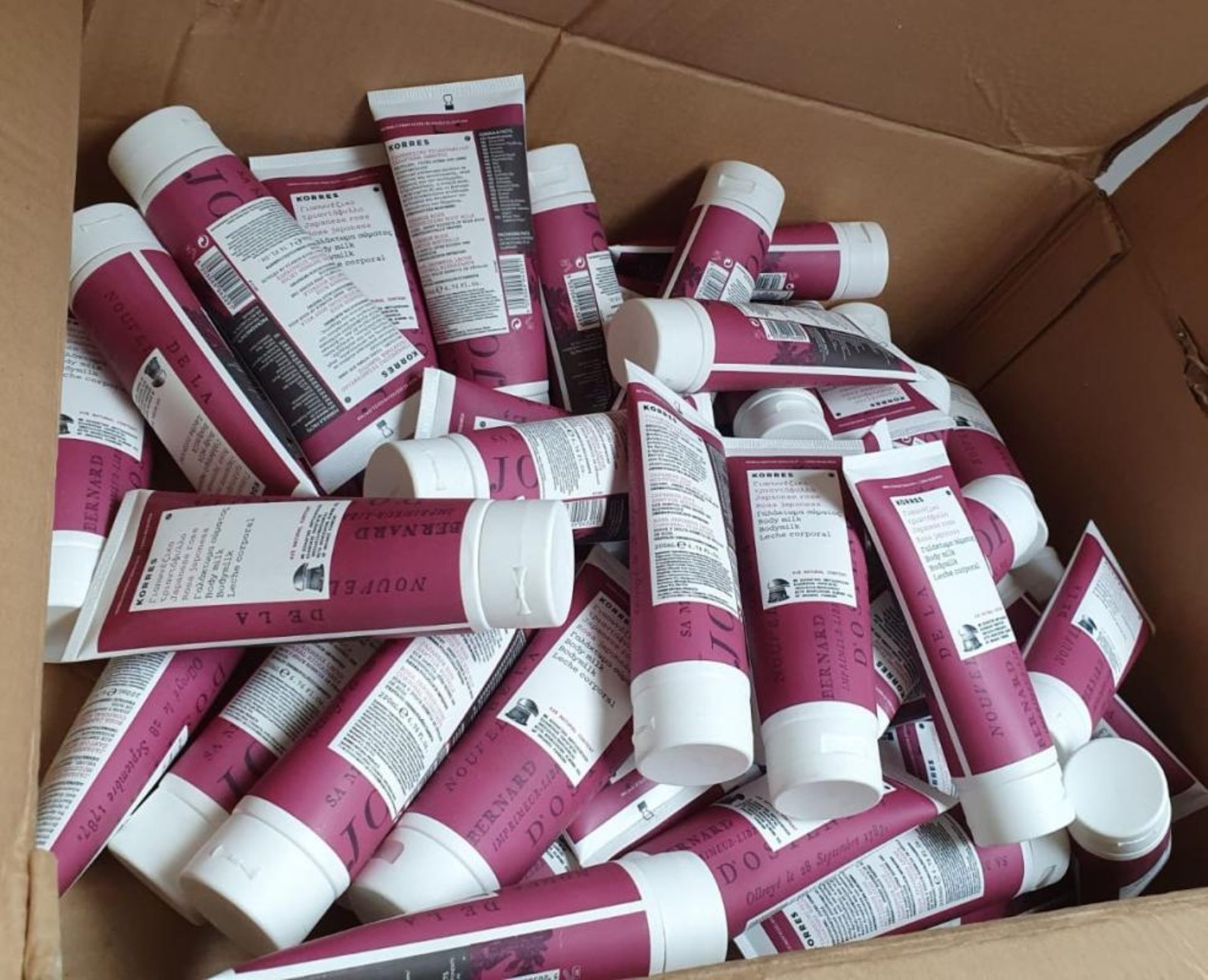 1 x Box Of KORRES 'Japanese Rose' Body Milk (200ml Tubes) - Approx. 50 Pcs - Unused Stock - Short Ex - Image 3 of 3